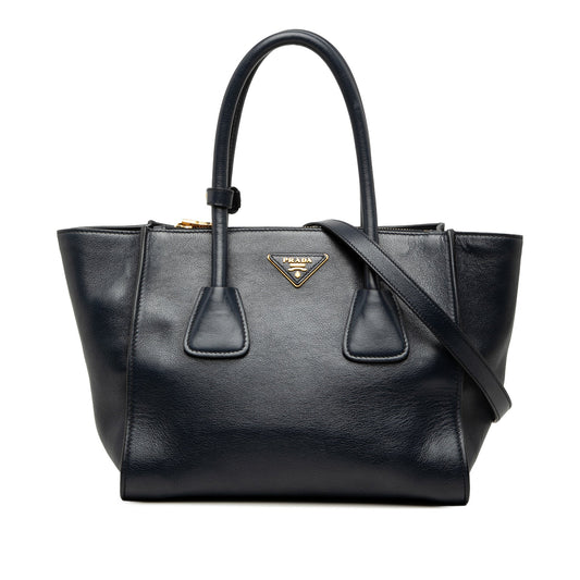 Prada Glace Calf Twin Pocket Double Handle Satchel