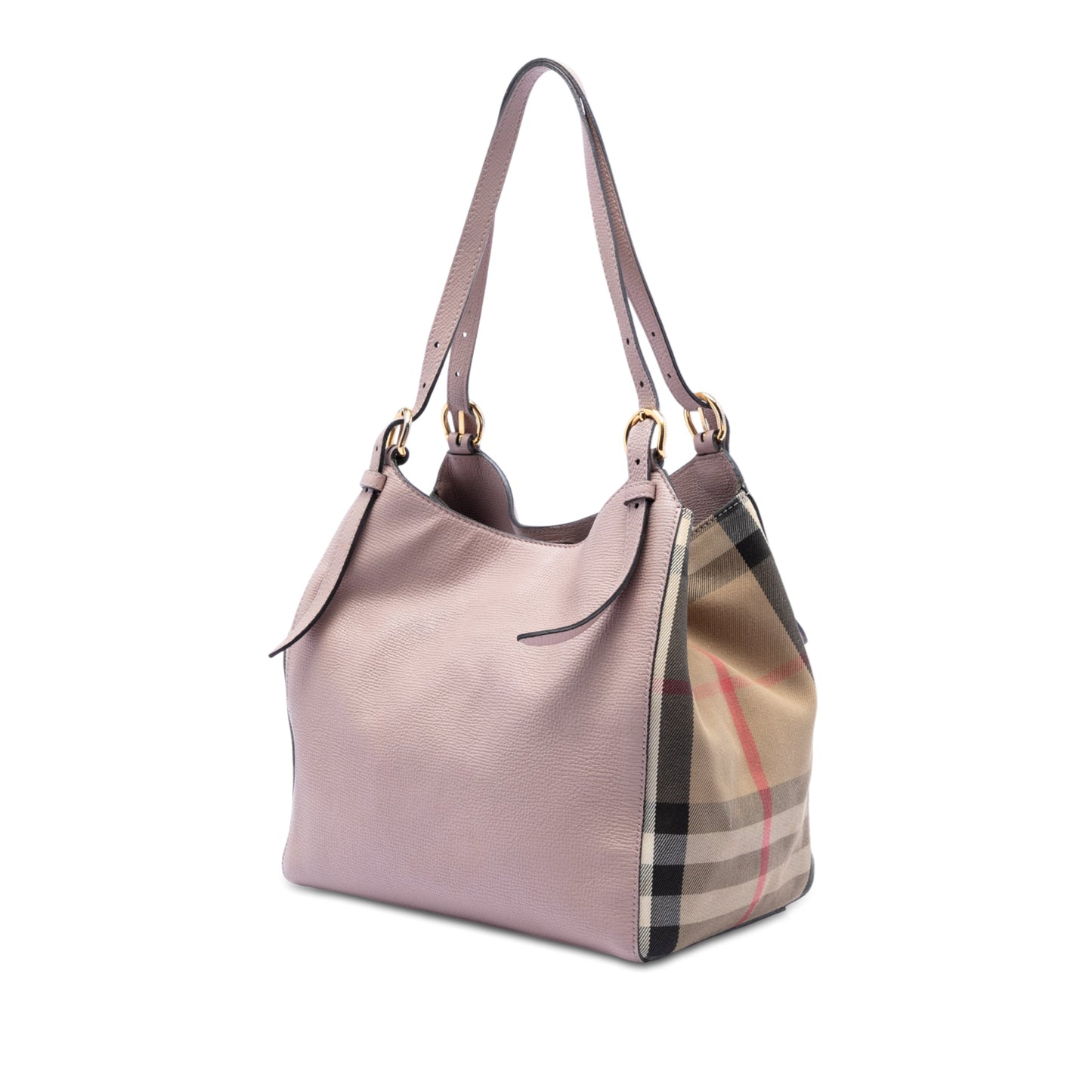 Burberry Small Leather and House Check Canvas Canterbury Tote