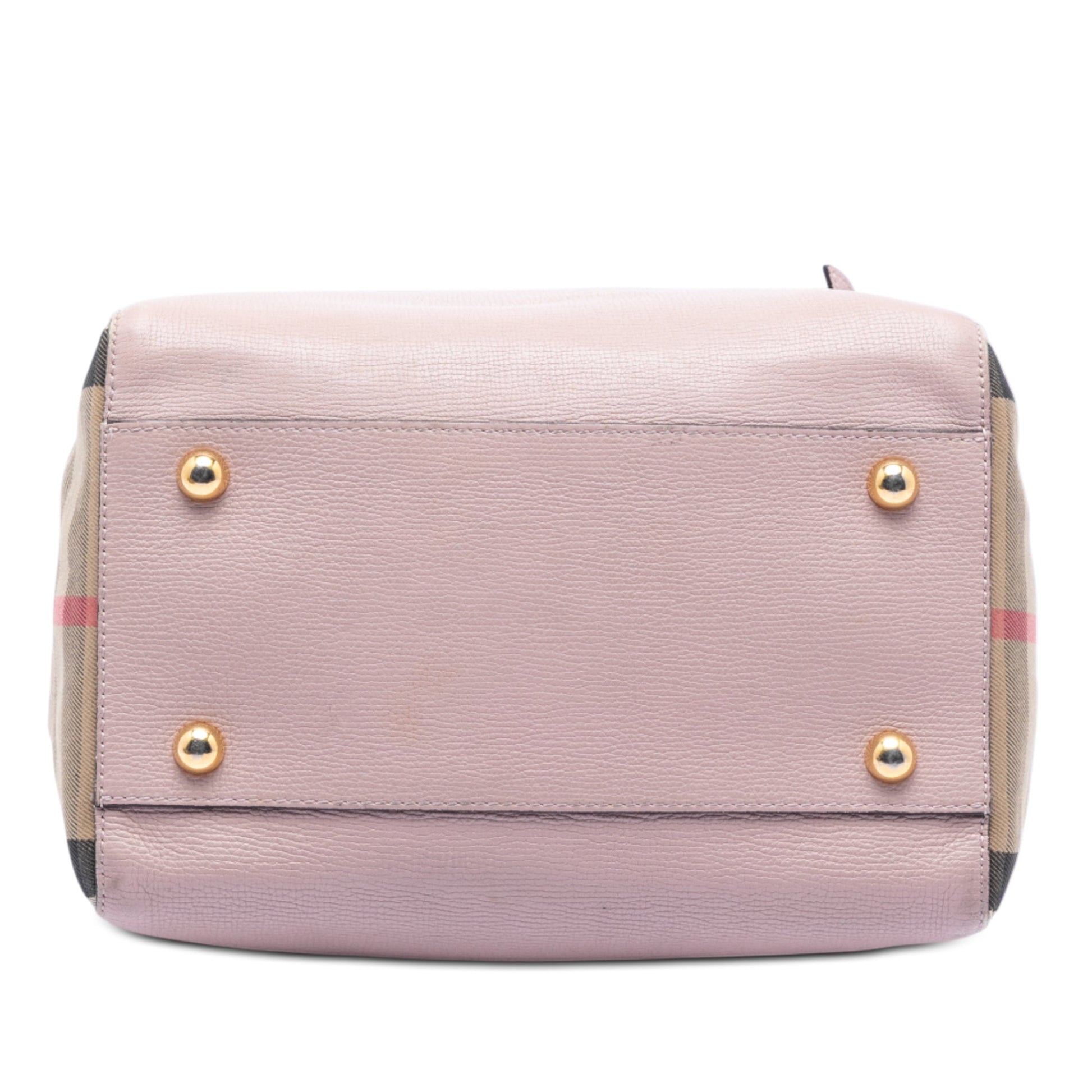 Burberry Small Leather and House Check Canvas Canterbury Tote