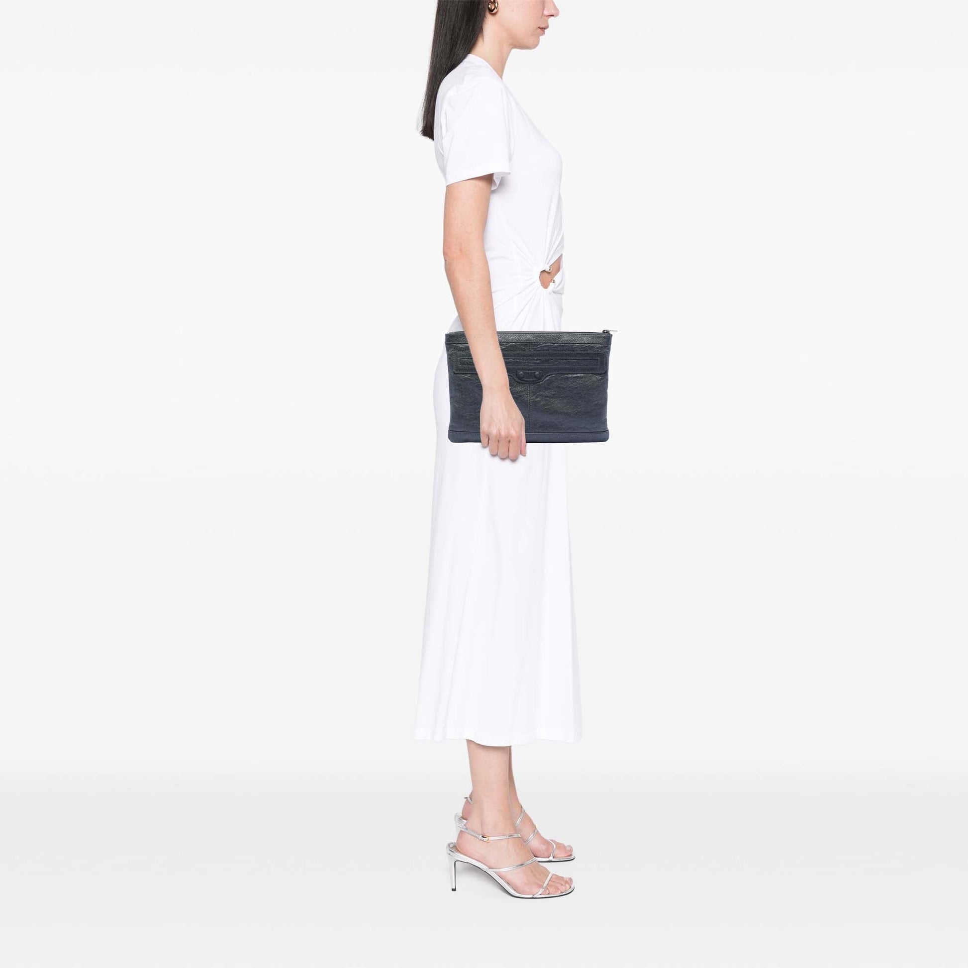 Balenciaga Lambskin Motocross Classic Clip M Clutch