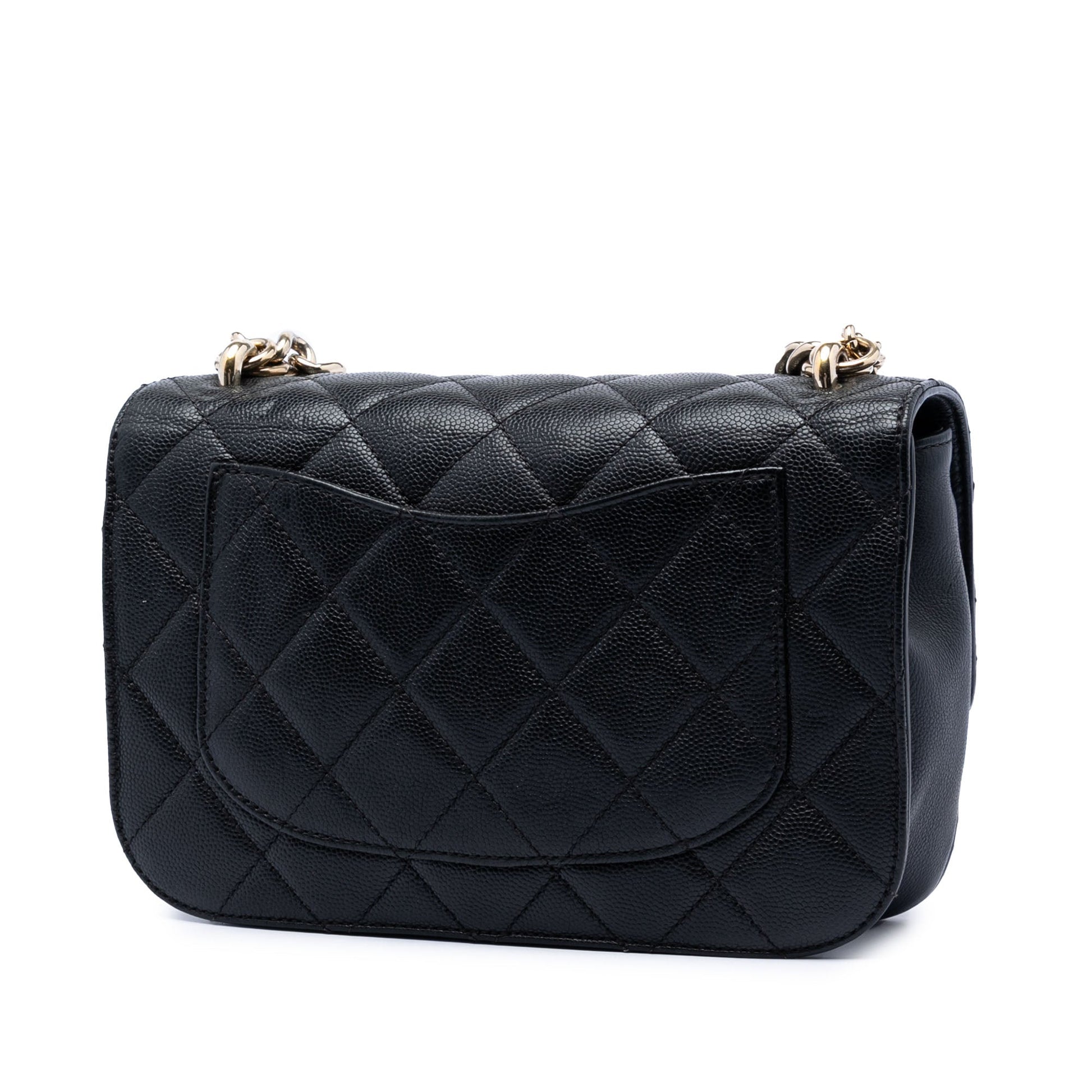 Chanel Small CC Quilted Caviar Studded Single Flap