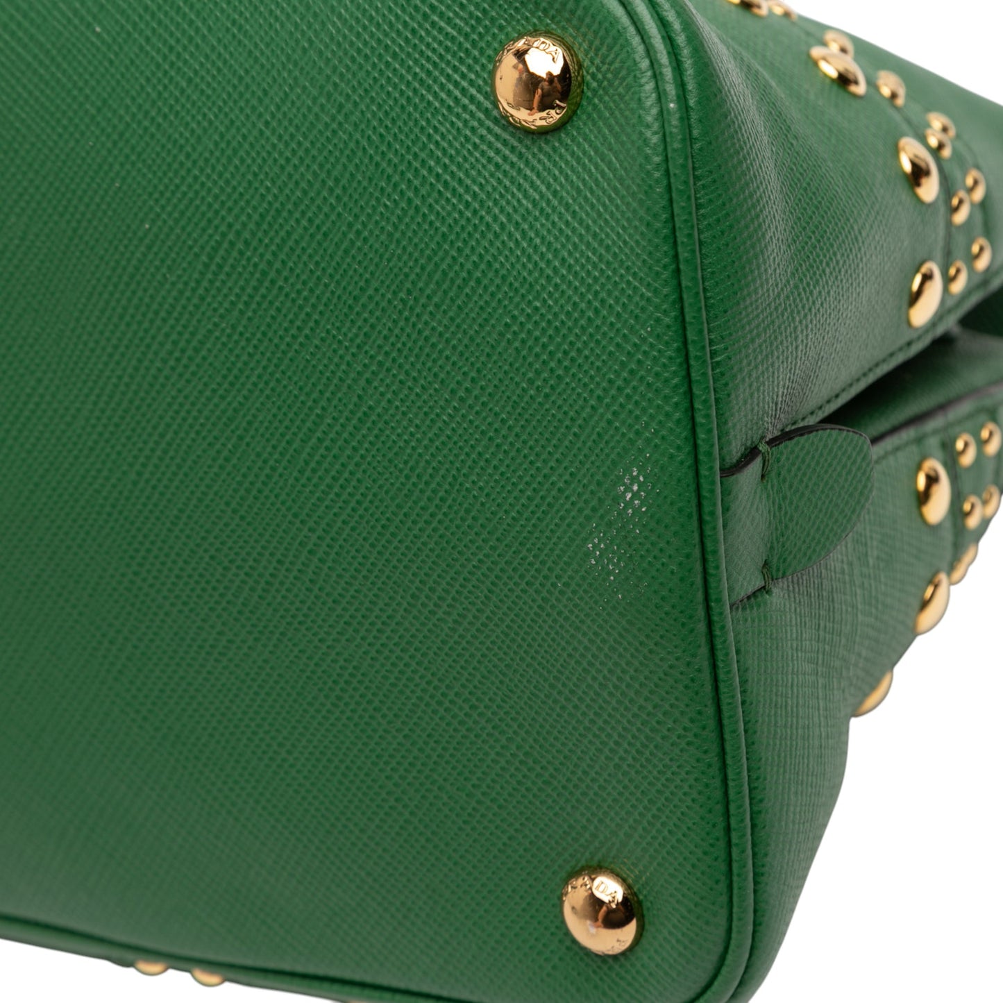 Prada Studded Saffiano Cuir Promenade Satchel