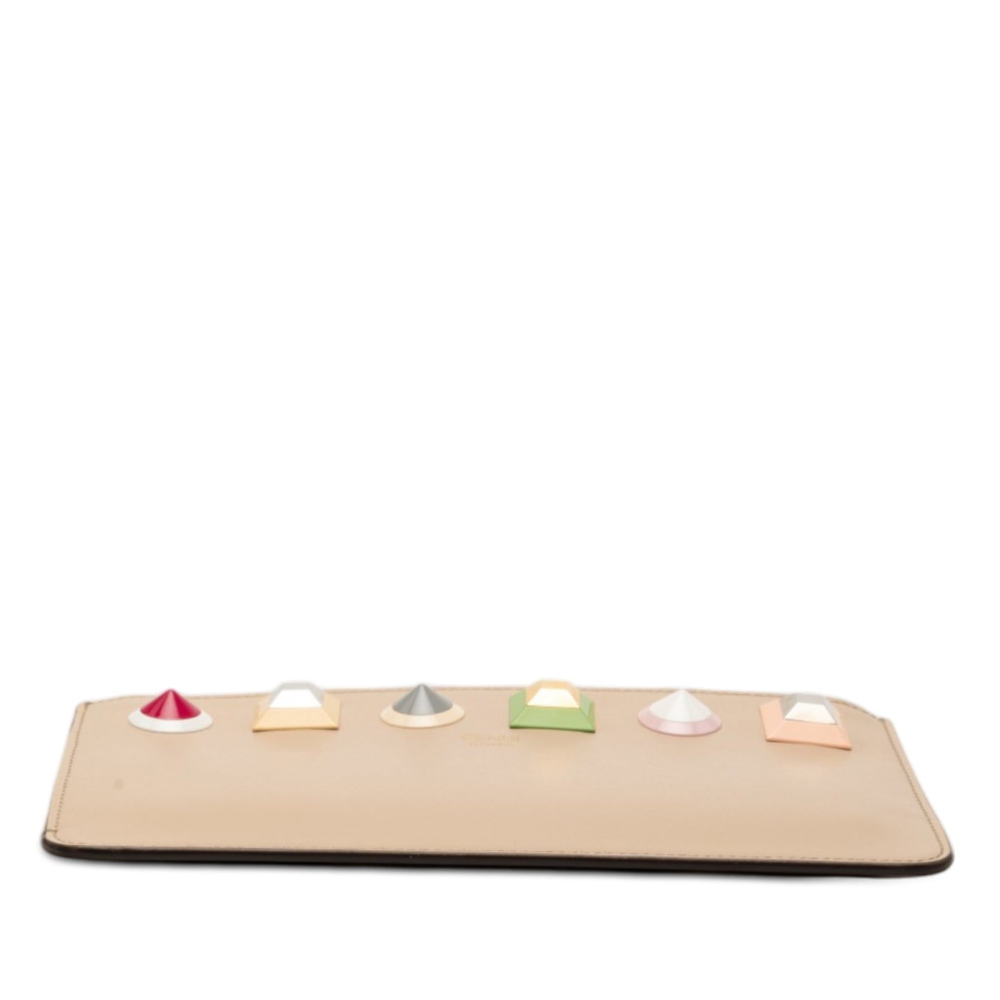 Studded Leather Slim Wristlet Clutch