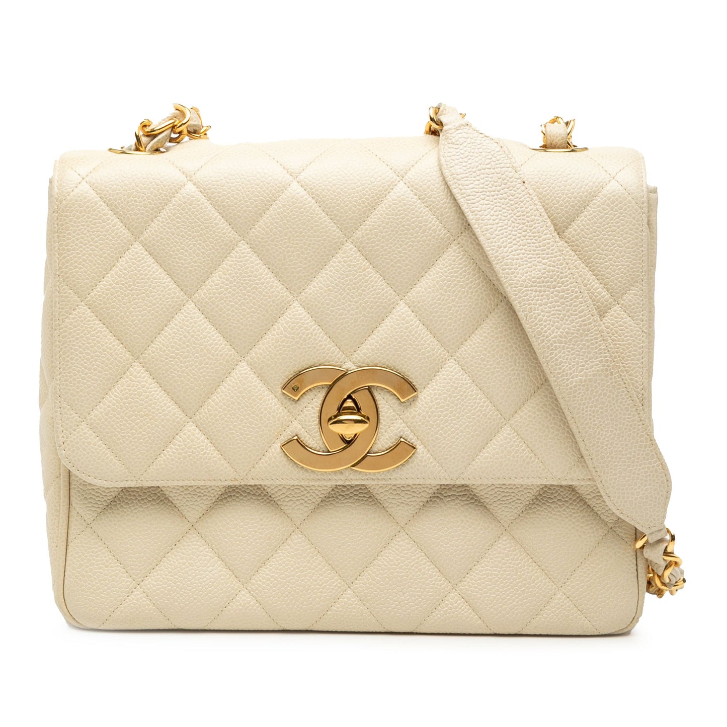 Chanel XL CC Quilted Caviar Square Single Flap