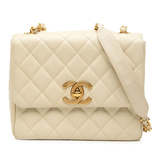 Chanel XL CC Quilted Caviar Square Single Flap