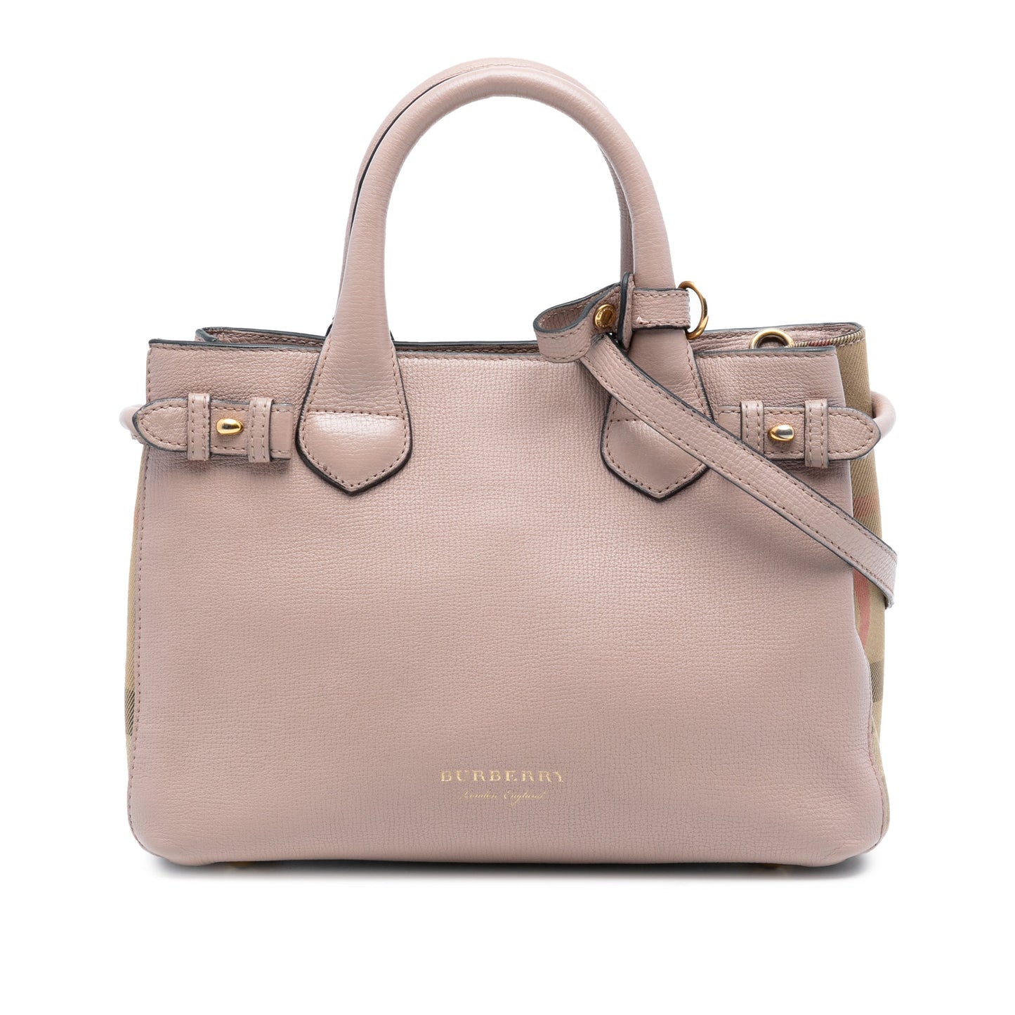 Burberry Small Grainy Calfskin and House Check Banner Satchel