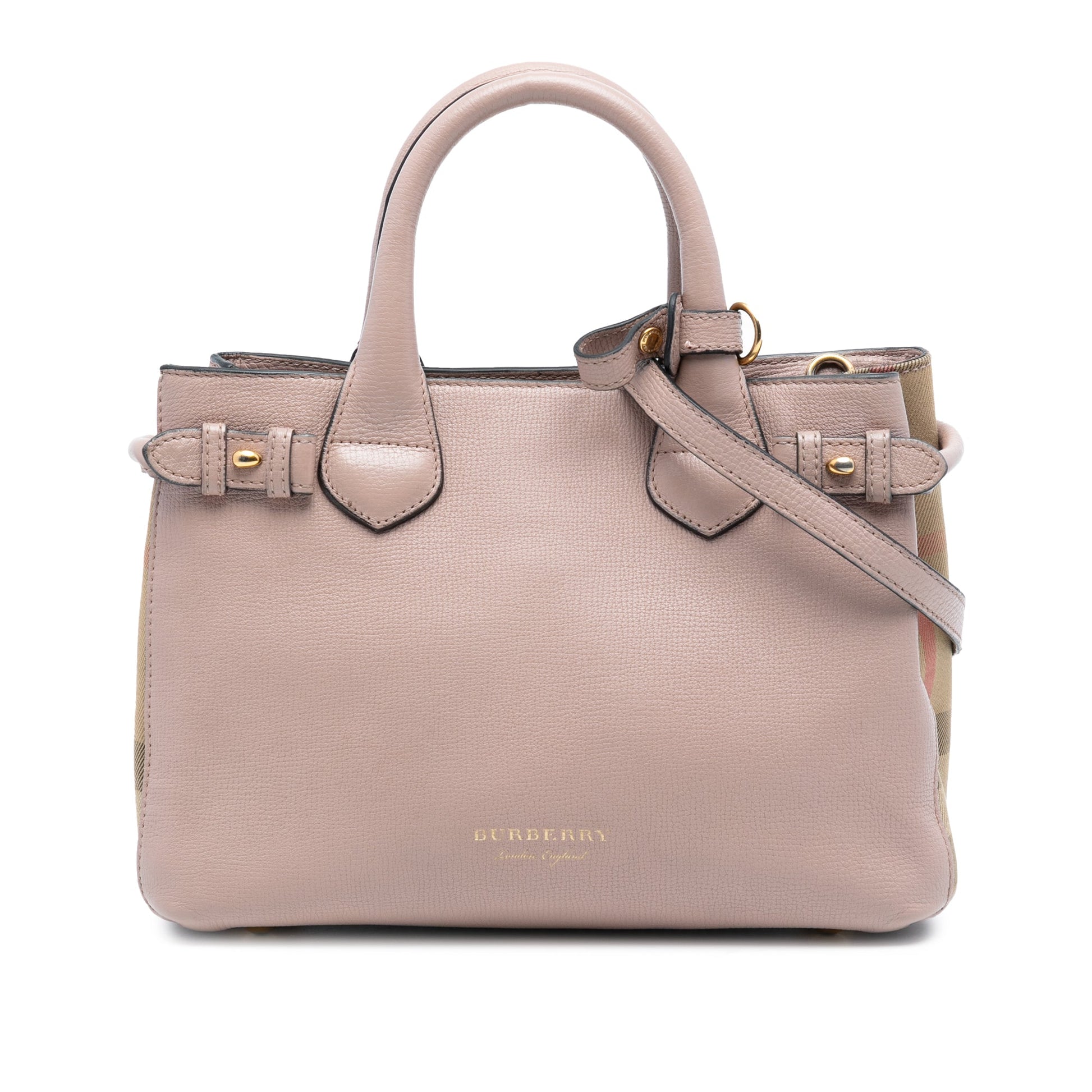 Burberry Small Grainy Calfskin and House Check Banner Satchel