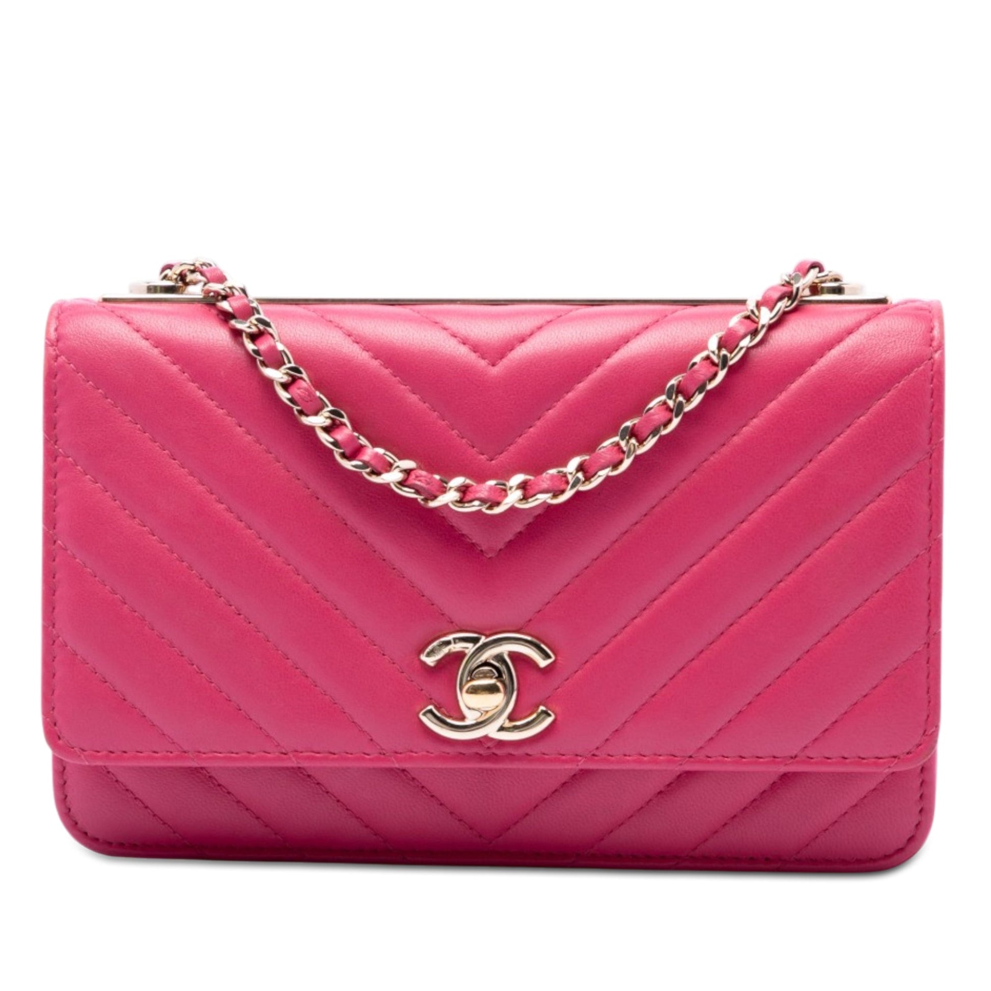 Chanel Chevron Lambskin Trendy CC Wallet on Chain