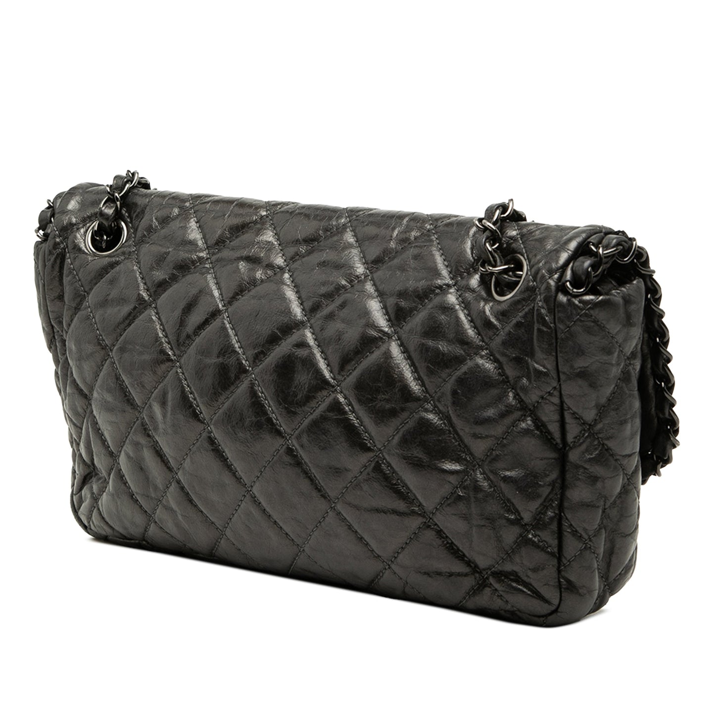 Chanel Medium Quilted Metallic Aged Calfskin Chain Me Flap