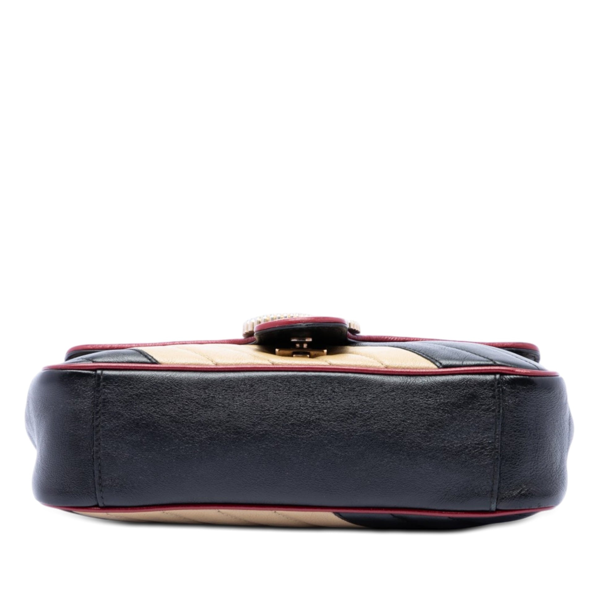 Gucci Medium GG Marmont Bicolor Matelasse Diagonal Leather Torchon Shoulder Bag