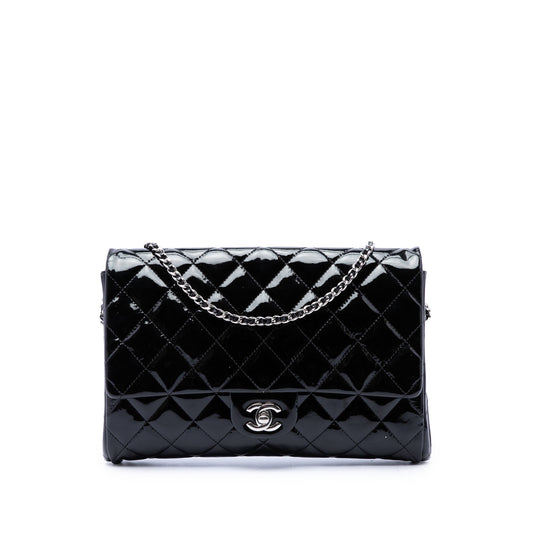 Chanel CC Quilted Patent Flap Clutch with Chain