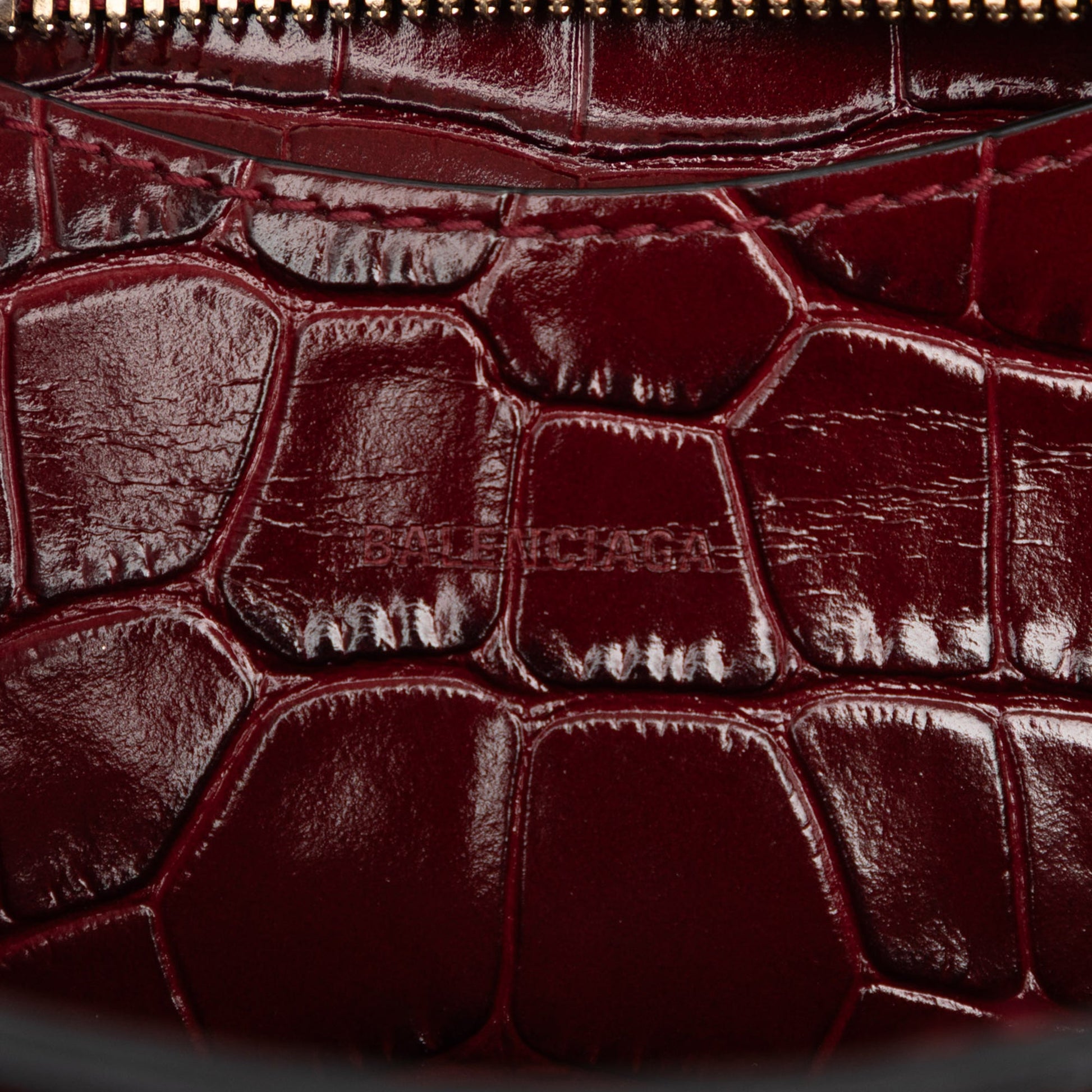 Balenciaga Mini Croc Embossed Calfskin Motocross Neo Classic City Satchel