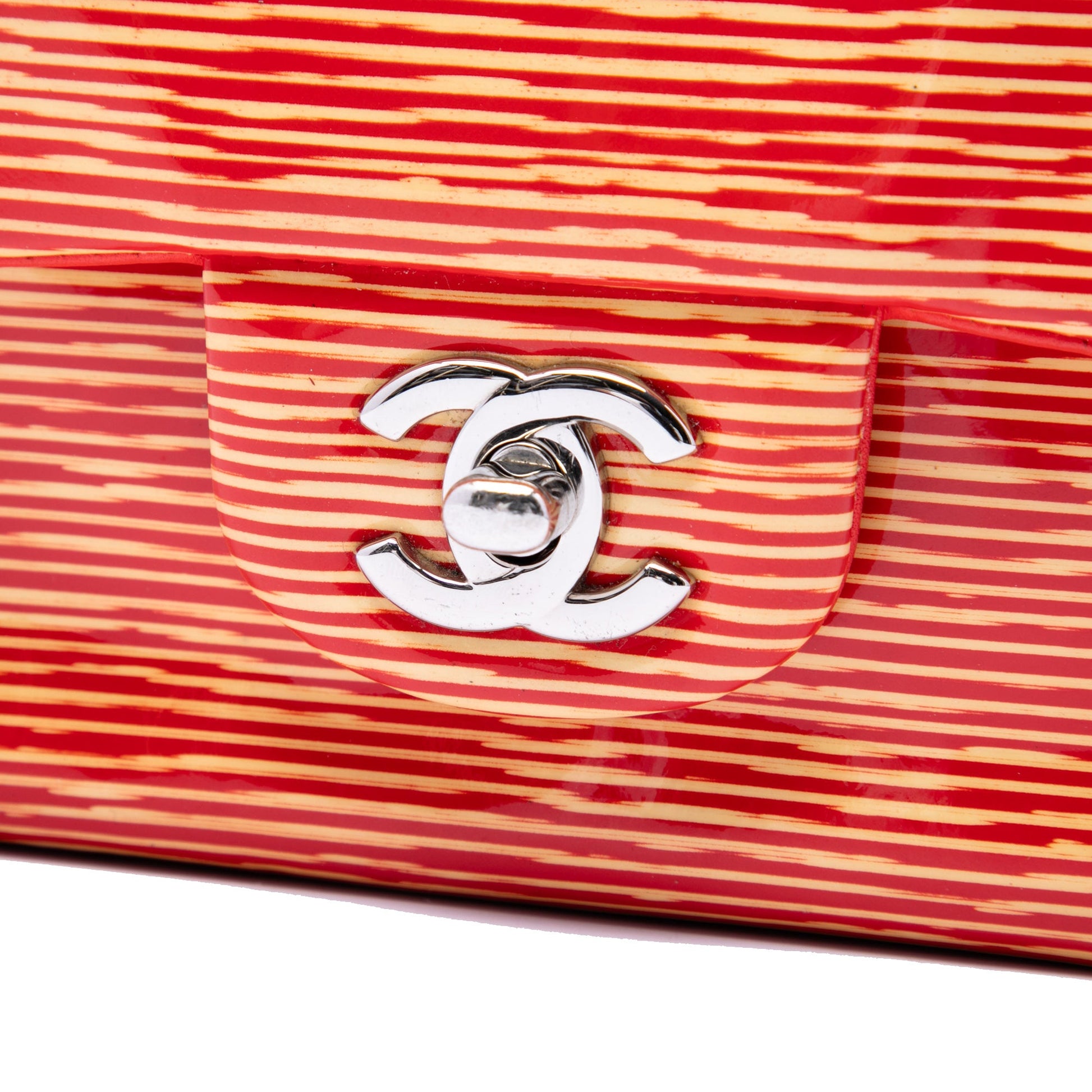 Chanel Medium Classic Patent Striped Double Flap