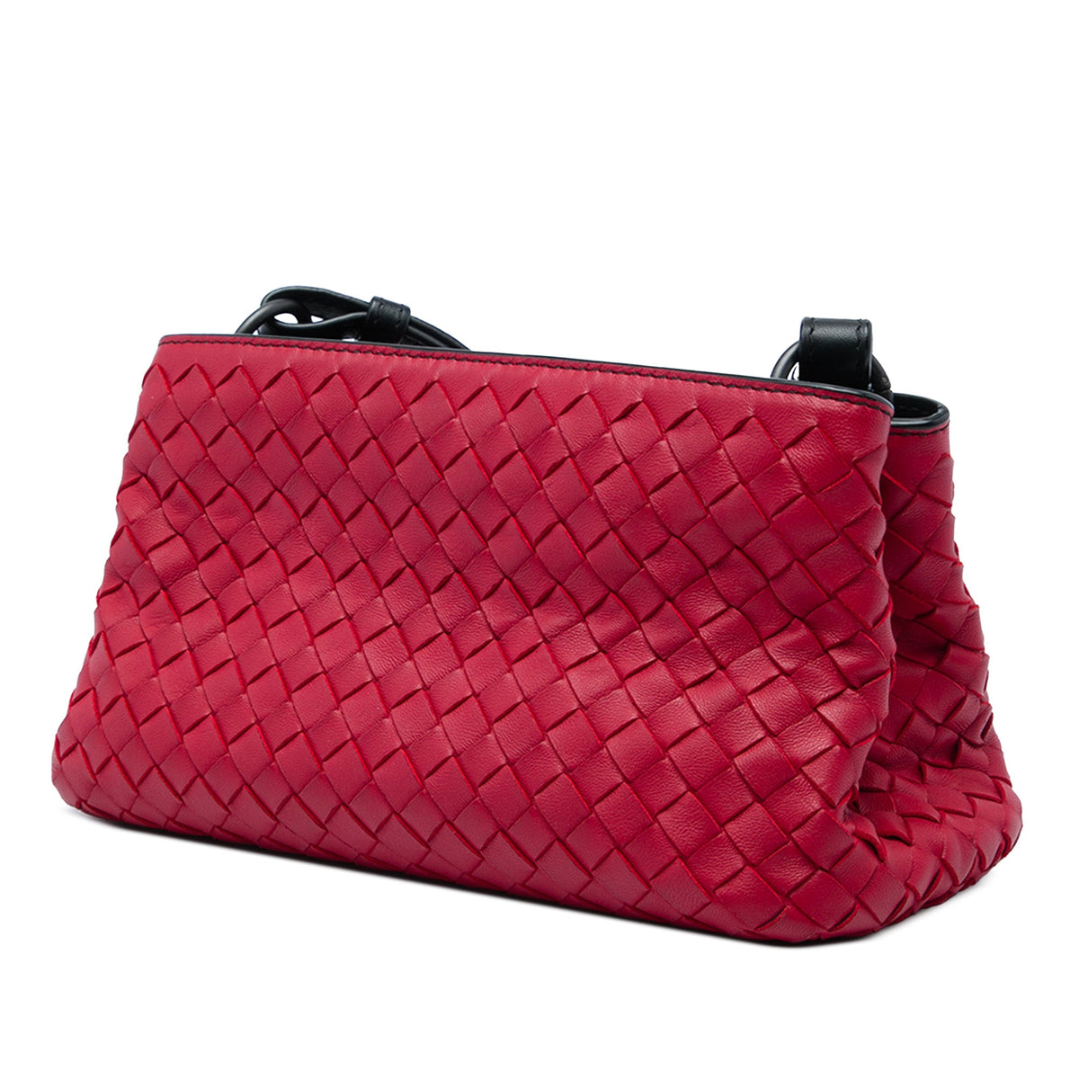 Bottega Veneta Nappa Intrecciato Double Zip Crossbody — Red