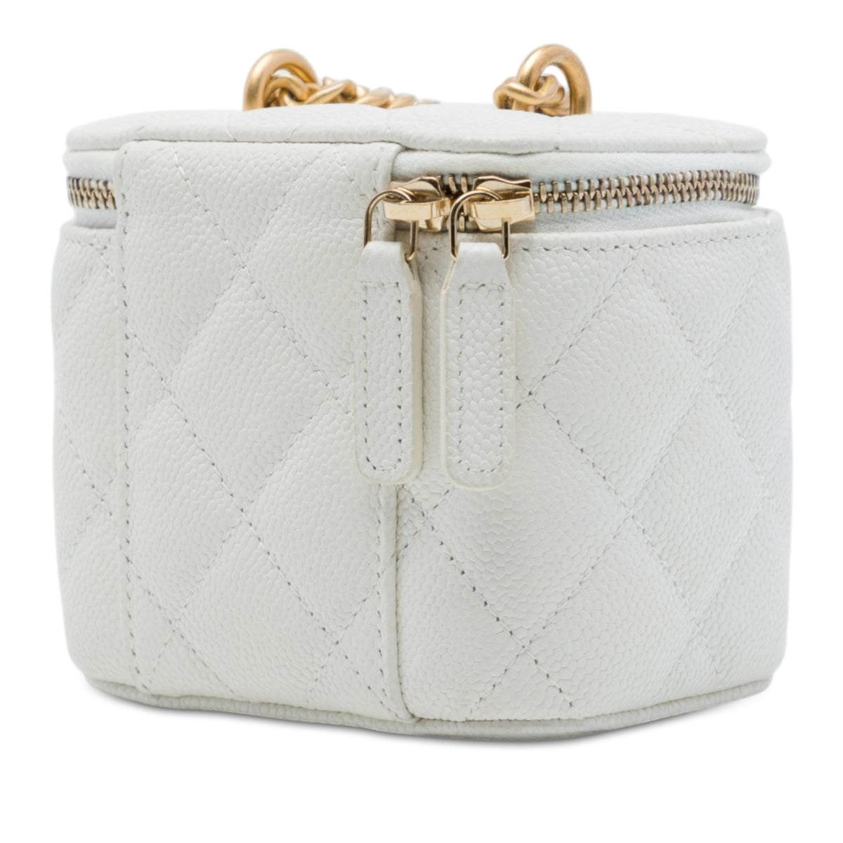 Chanel Mini Quilted Caviar CC Sweetheart Vanity Case with Chain