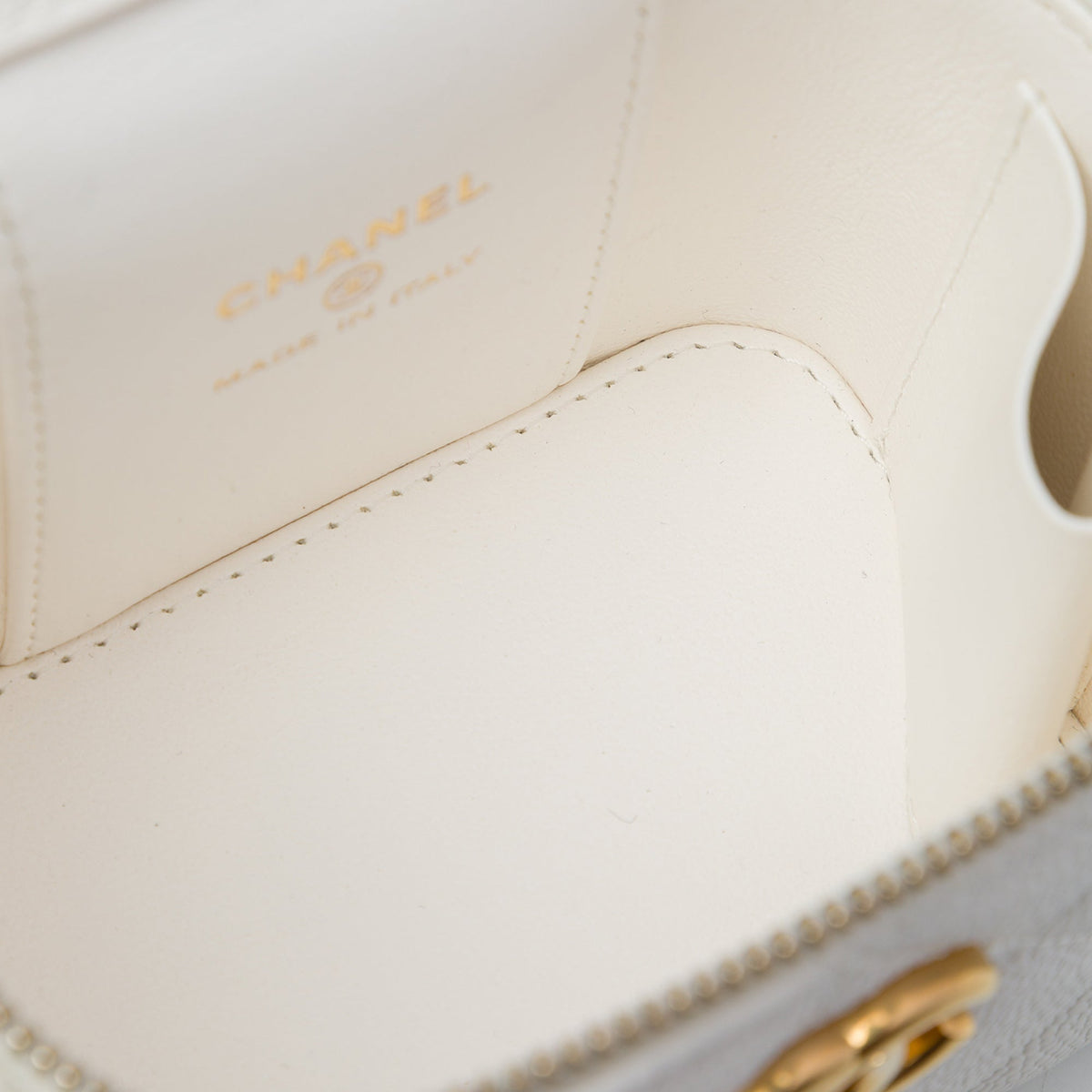 Chanel Mini Quilted Caviar CC Sweetheart Vanity Case with Chain