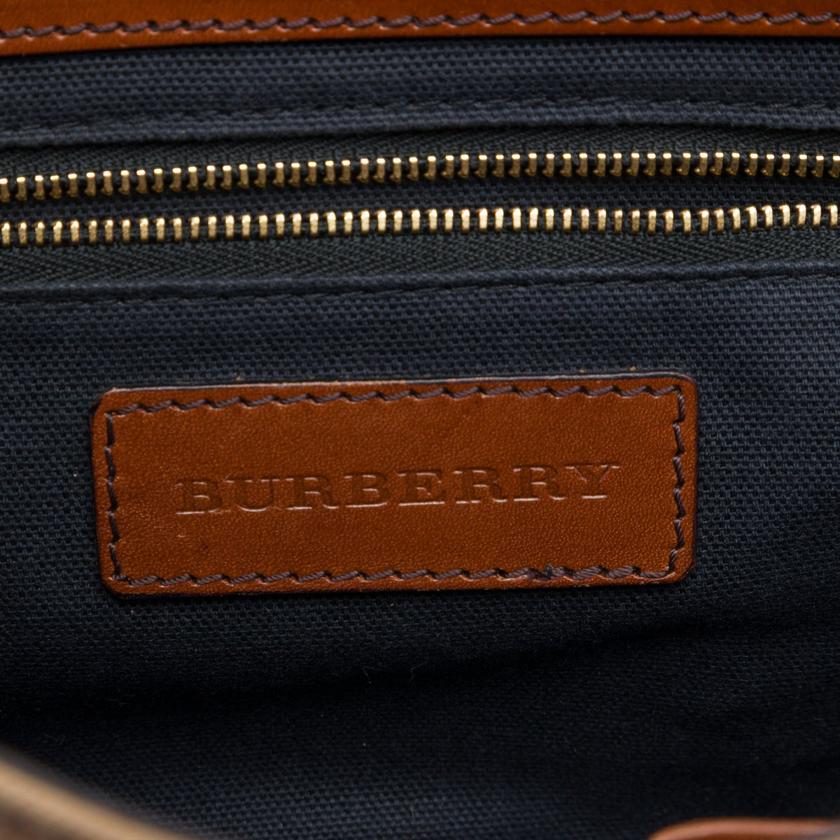 Burberry Leather and House Check Canvas Bridle Abbott Crossbody