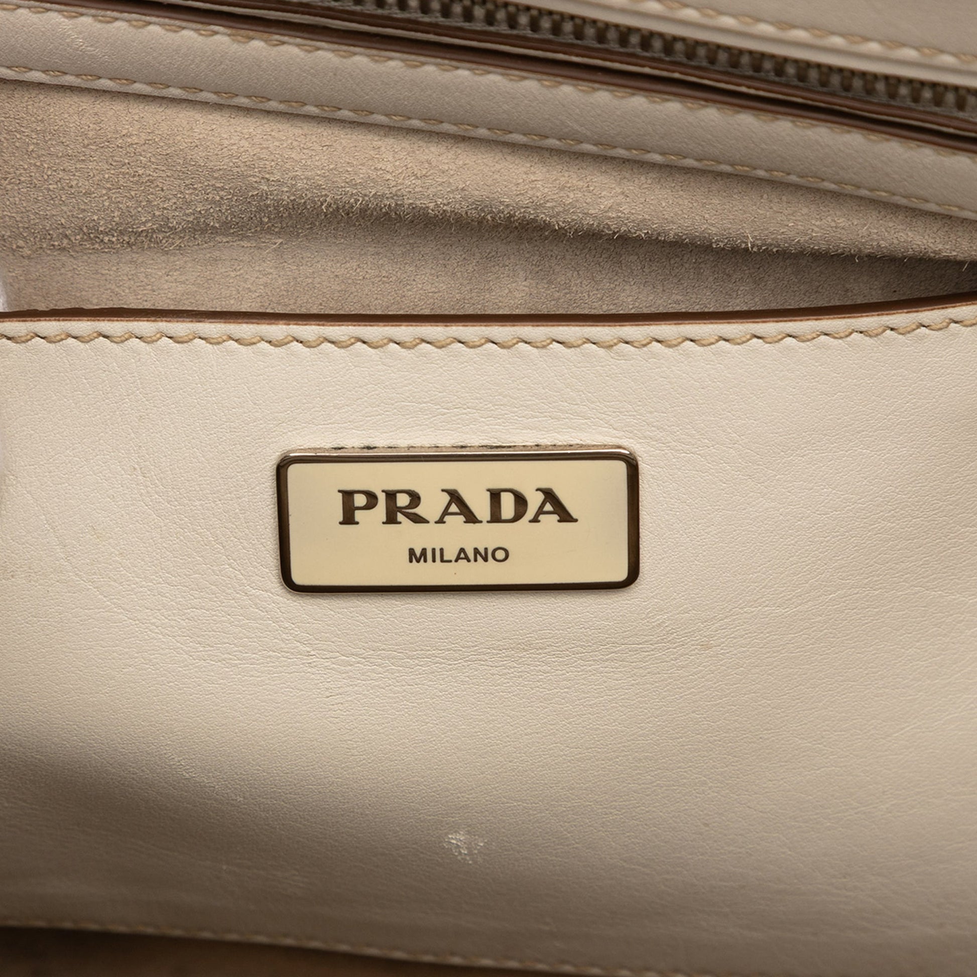 Prada City Calf Stitched Twin Pocket Satchel