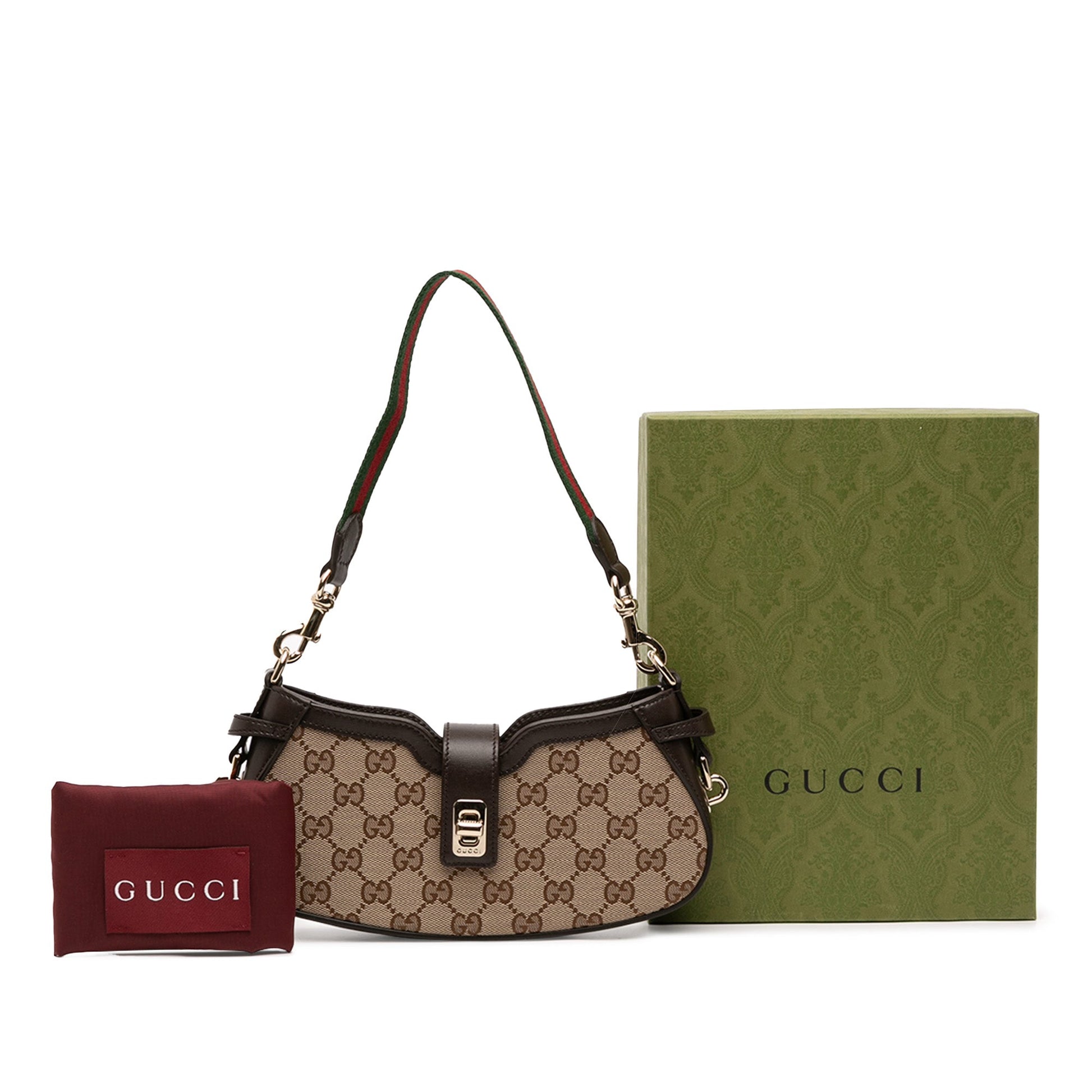 Gucci Mini GG Supreme Moon Side Web Shoulder Bag