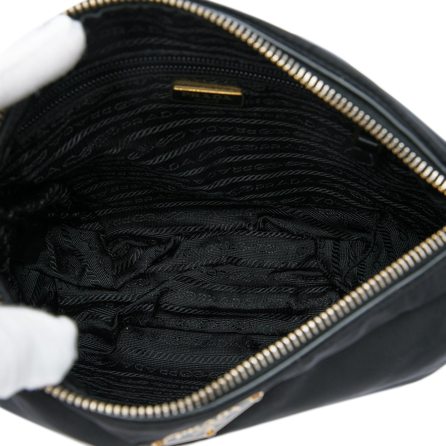 Prada Leather Trimmed Tessuto Zip Top Crossbody
