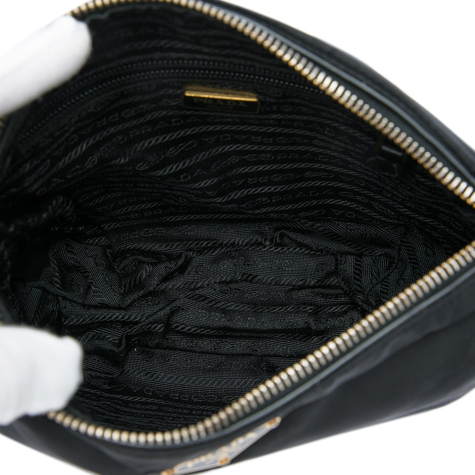 Prada Leather Trimmed Tessuto Zip Top Crossbody