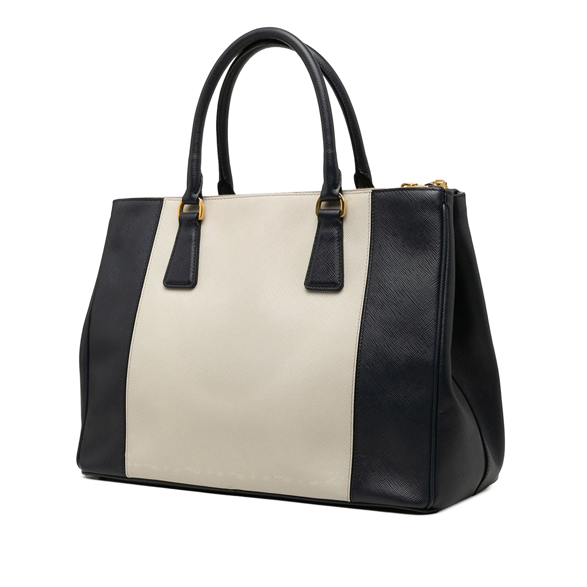 Prada Medium Bicolor Saffiano Lux Galleria Double Zip Satchel