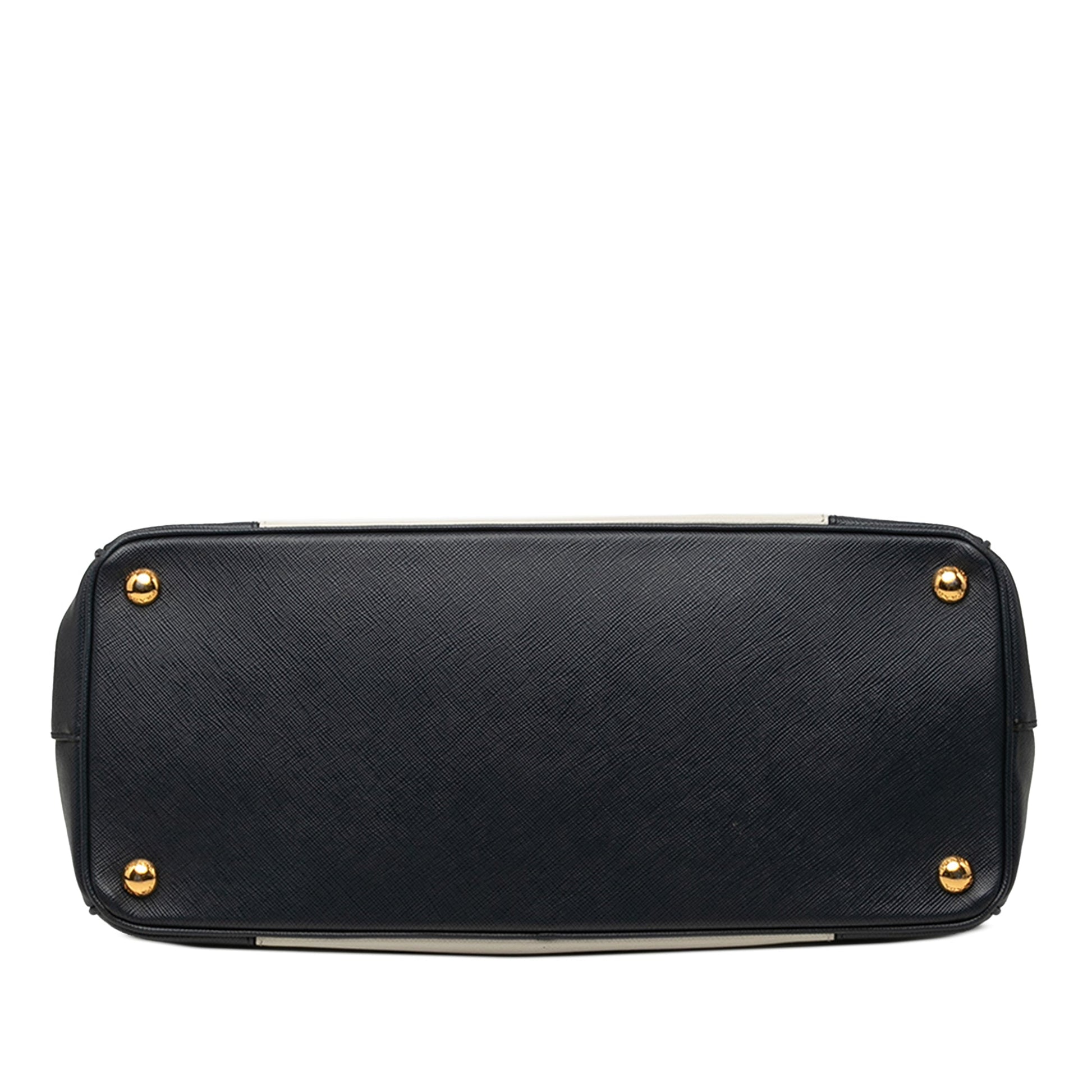 Prada Medium Bicolor Saffiano Lux Galleria Double Zip Satchel