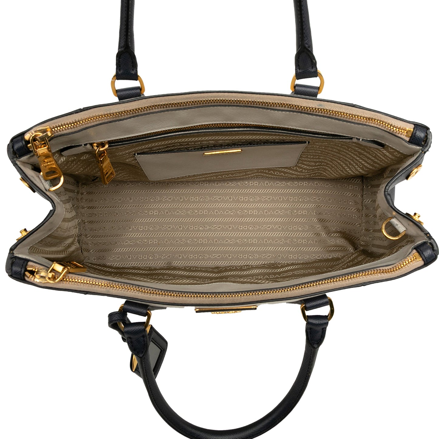 Prada Medium Bicolor Saffiano Lux Galleria Double Zip Satchel