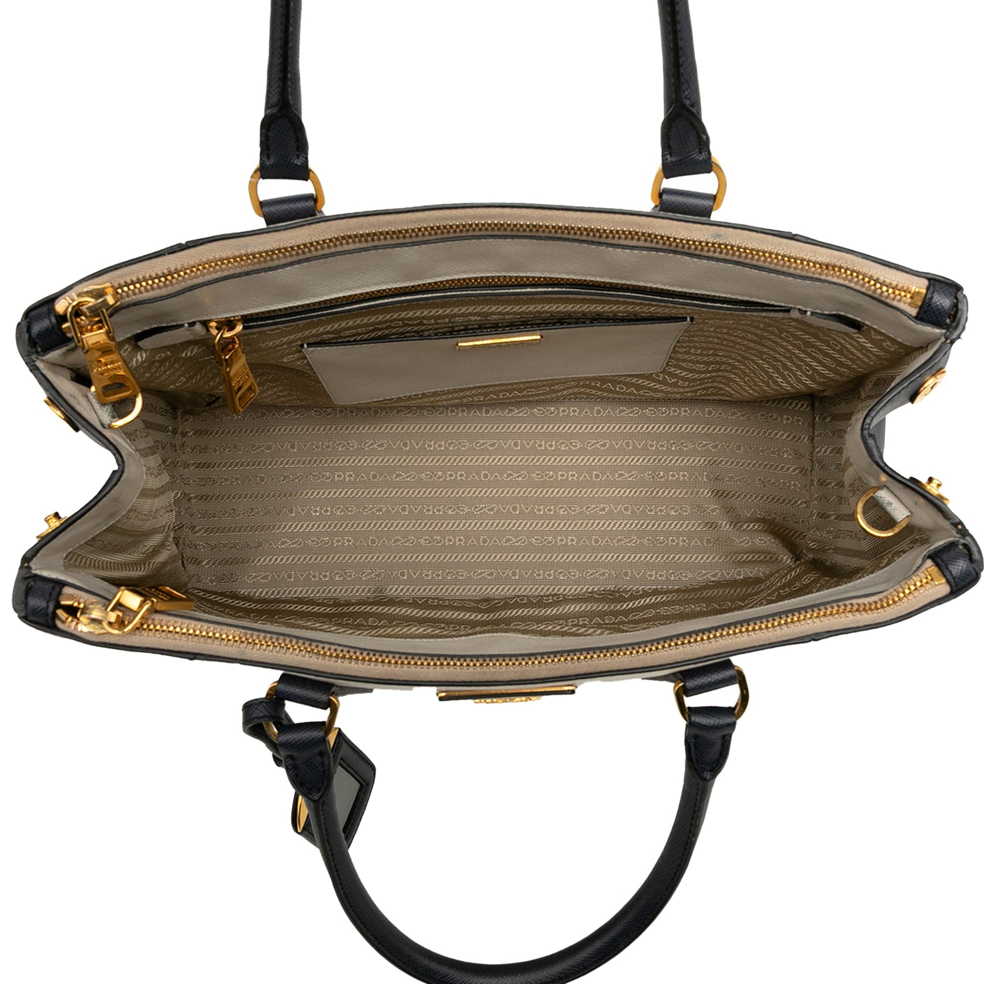 Prada Medium Bicolor Saffiano Lux Galleria Double Zip Satchel