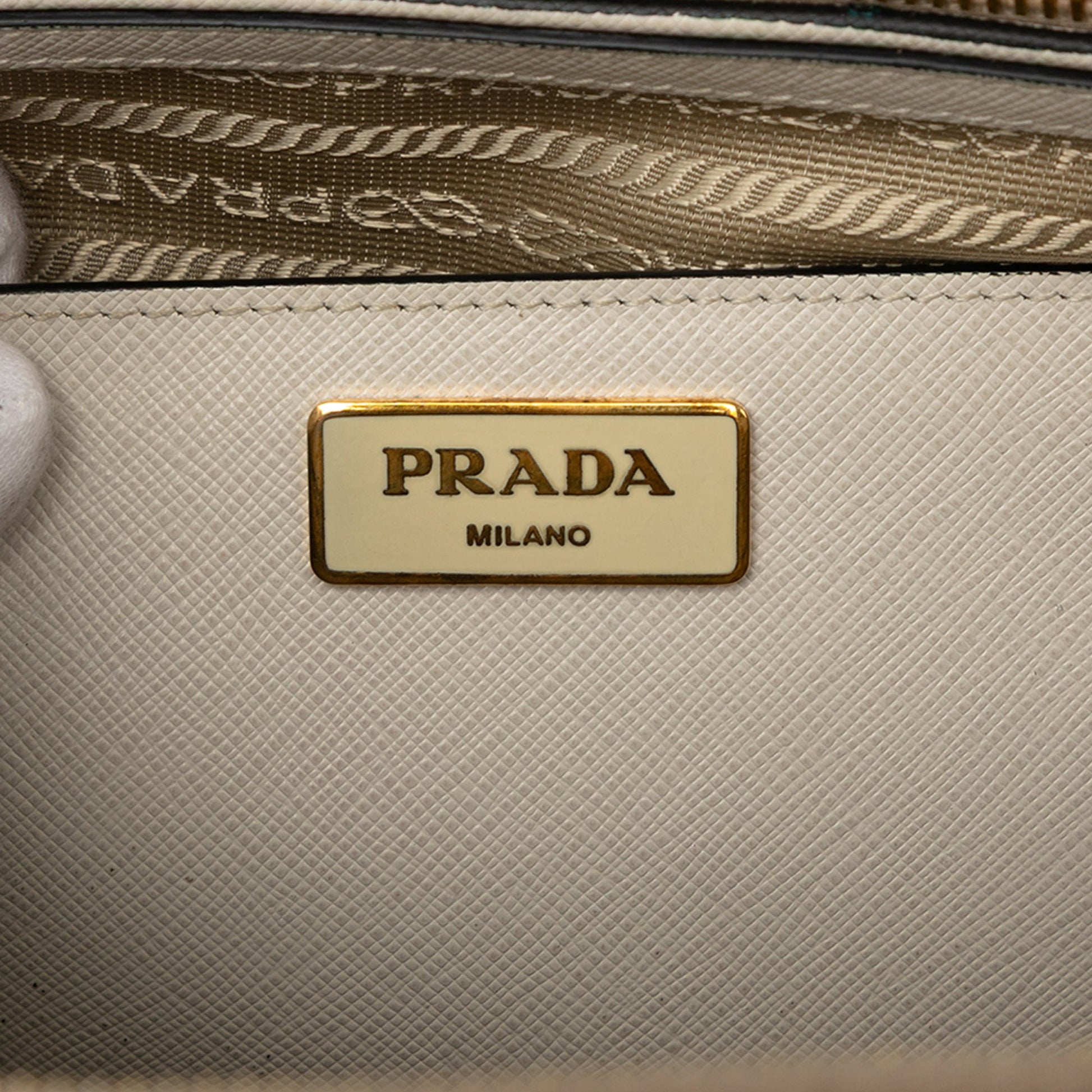 Prada Medium Bicolor Saffiano Lux Galleria Double Zip Satchel