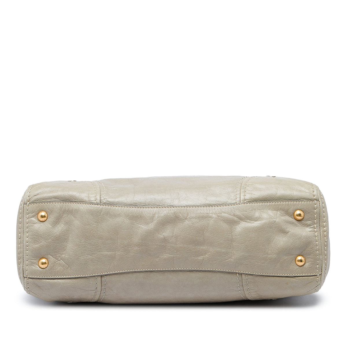 Prada Vitello Shine Bauletto Zip Top Satchel — Beige