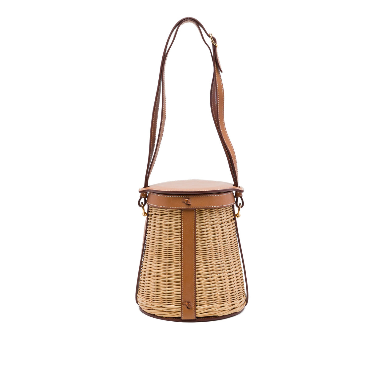 Hermès Osier Wicker and Barenia Farming Picnic Bag — Beige