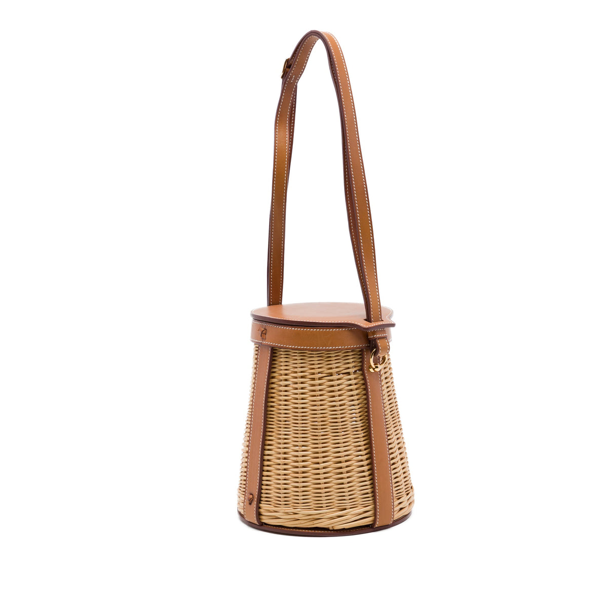 Hermès Osier Wicker and Barenia Farming Picnic Bag — Beige