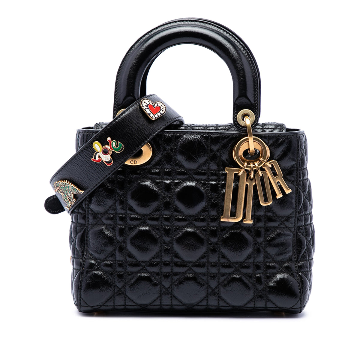 Dior Small Crinkled Patent Cannage My ABCDior Lady Dior — Black