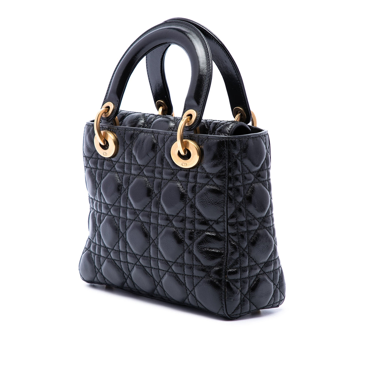 Dior Small Crinkled Patent Cannage My ABCDior Lady Dior — Black