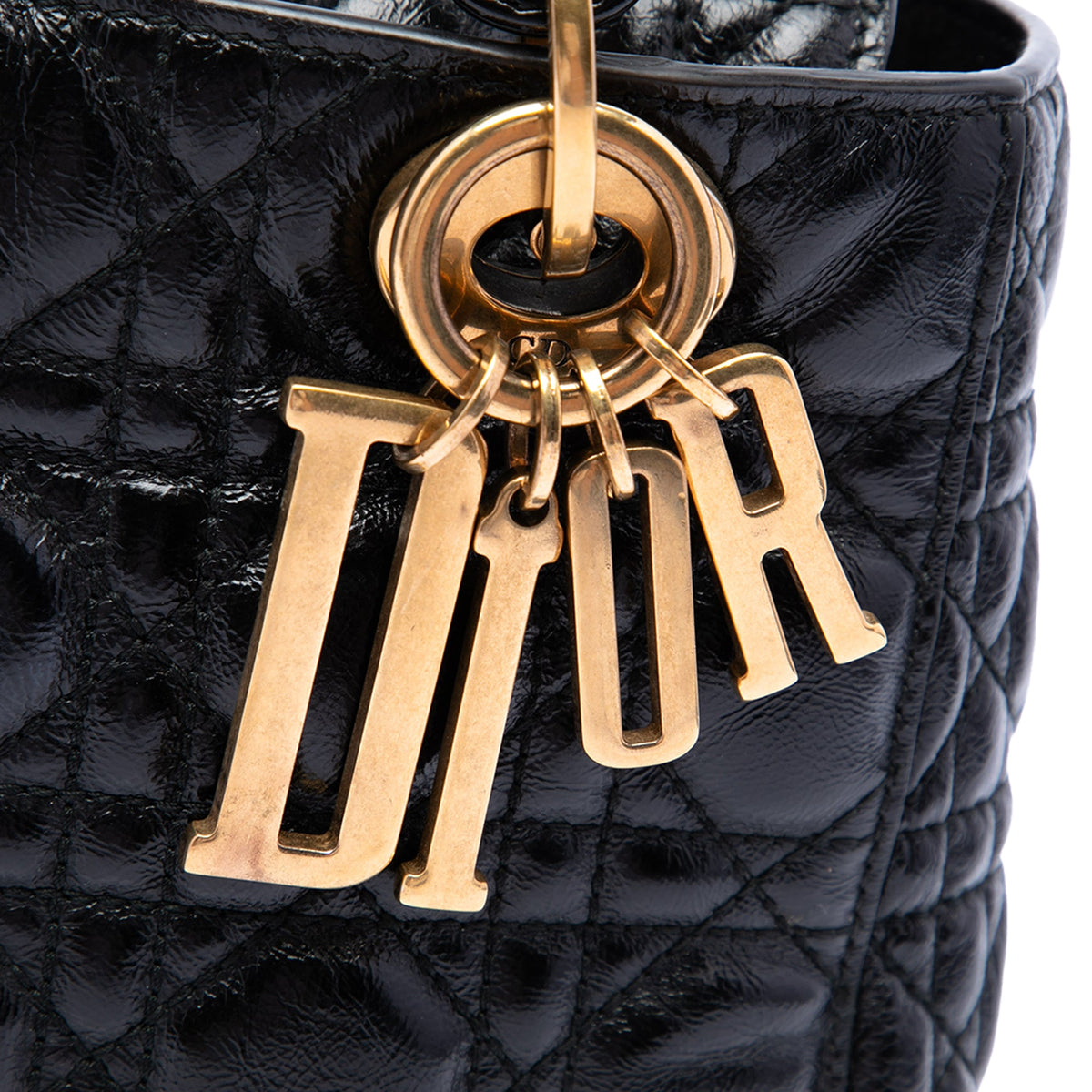 Dior Small Crinkled Patent Cannage My ABCDior Lady Dior — Black