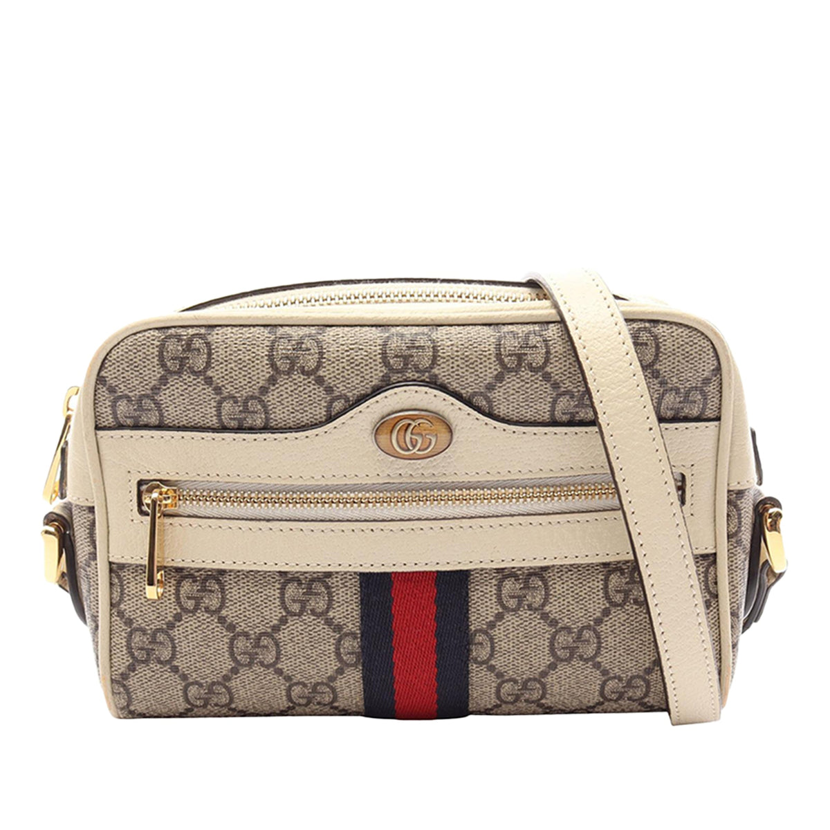 Gucci Mini GG Supreme Web Ophidia Crossbody — Beige