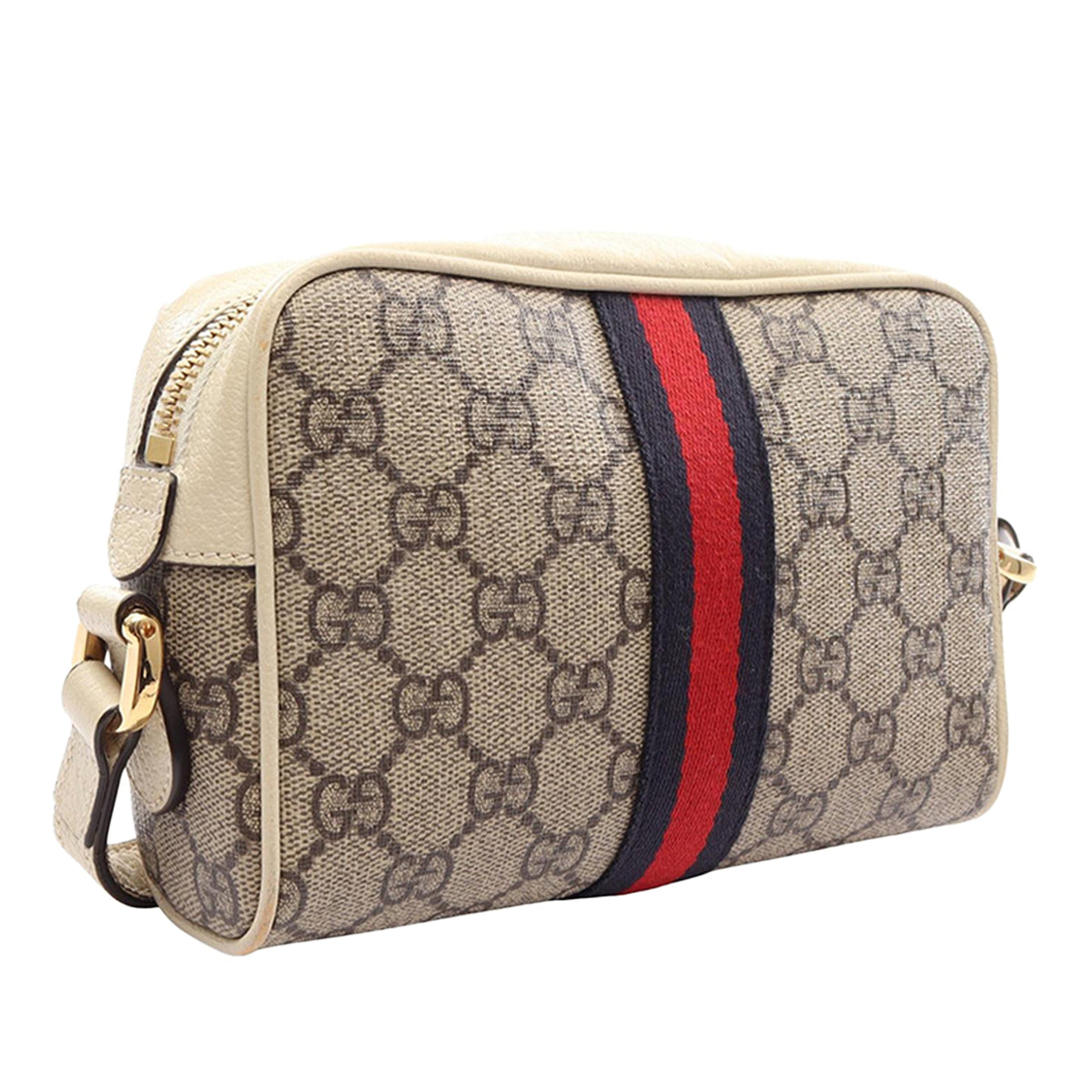 Gucci Mini GG Supreme Web Ophidia Crossbody — Beige