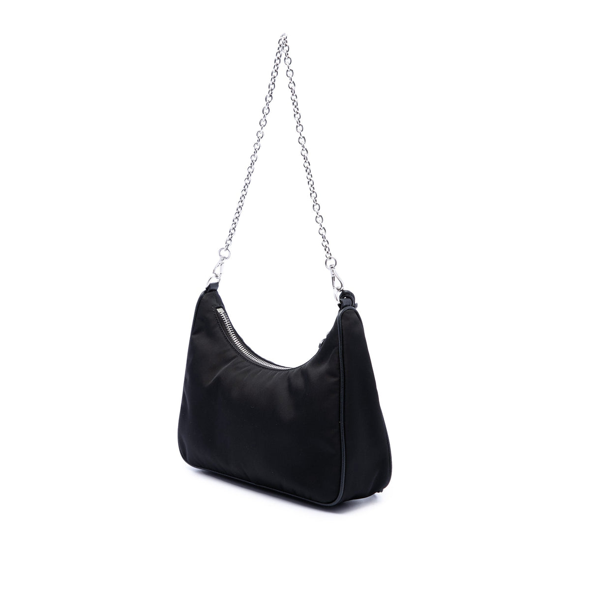 Prada Mini Saffiano Trimmed Tessuto Re Edition 2005 Satchel — Black