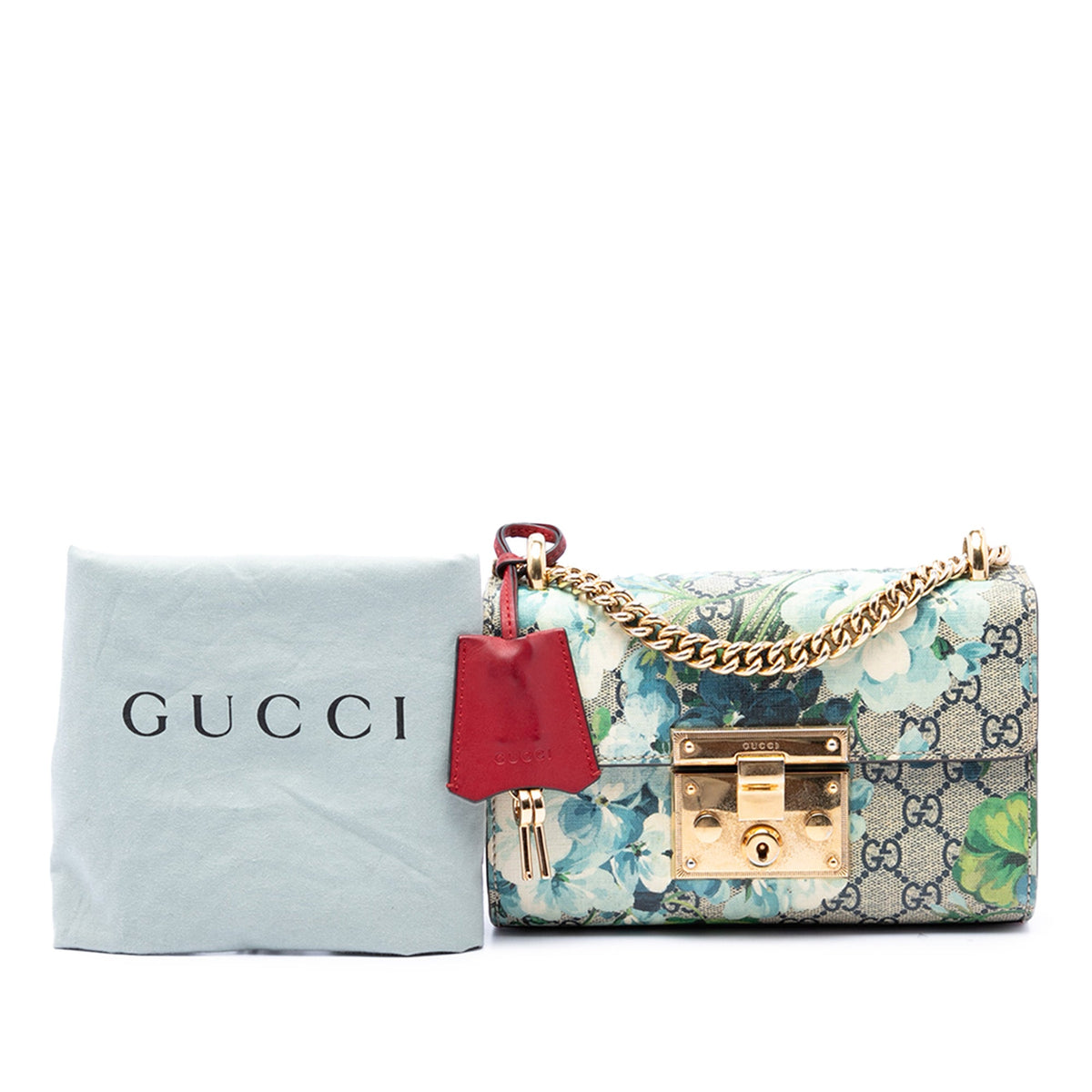 Gucci Small GG Supreme Blooms Padlock Crossbody