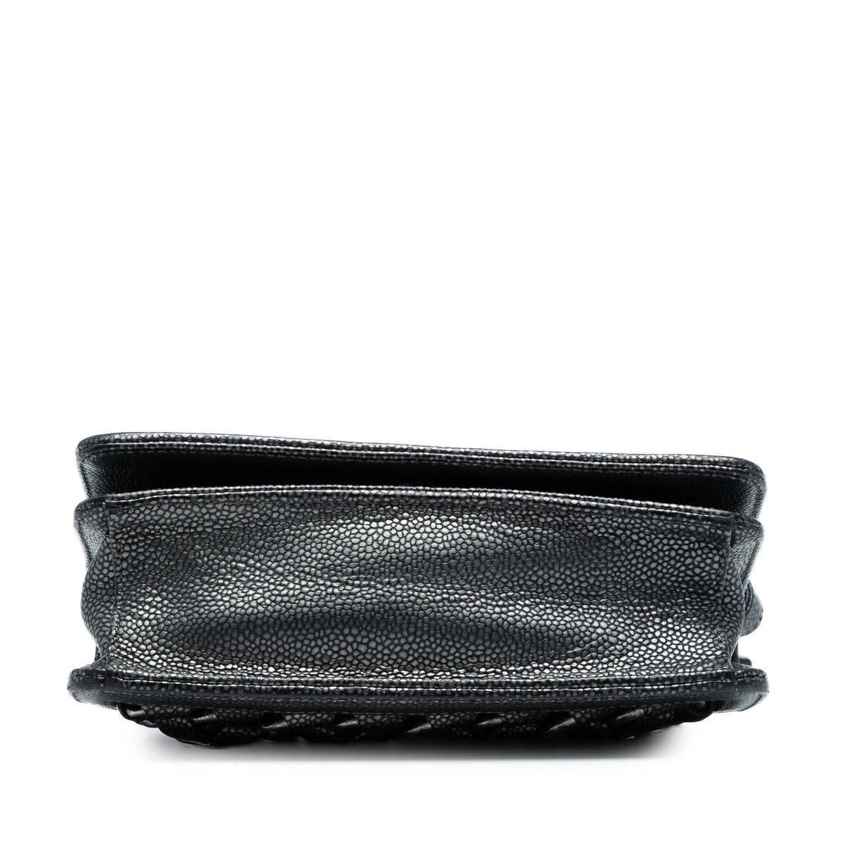 Chanel CC Metallic Caviar Interlaced Chain Clutch on Strap