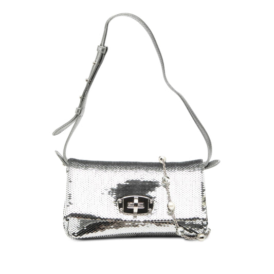Metallic Sequin Crystal Chain Satchel