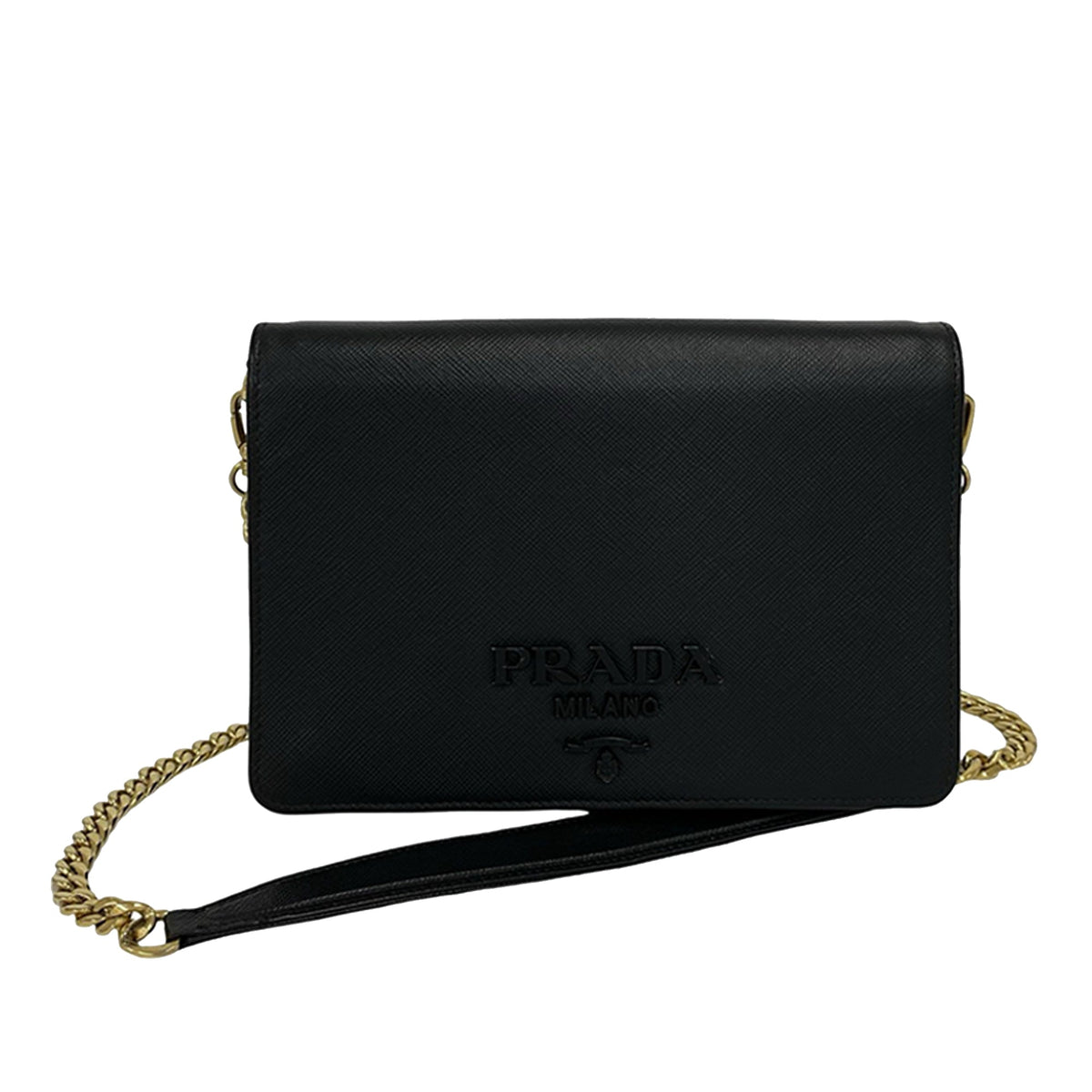 Prada Saffiano Lux Monochrome Wallet on Chain
