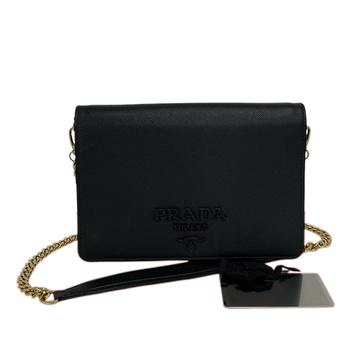 Prada Saffiano Lux Monochrome Wallet on Chain
