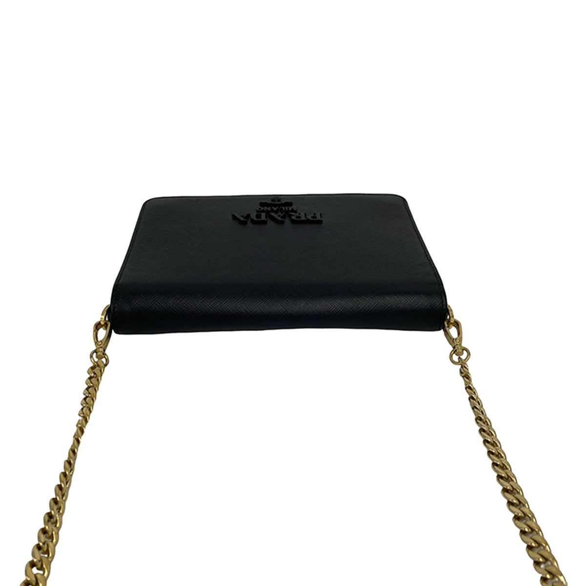 Prada Saffiano Lux Monochrome Wallet on Chain