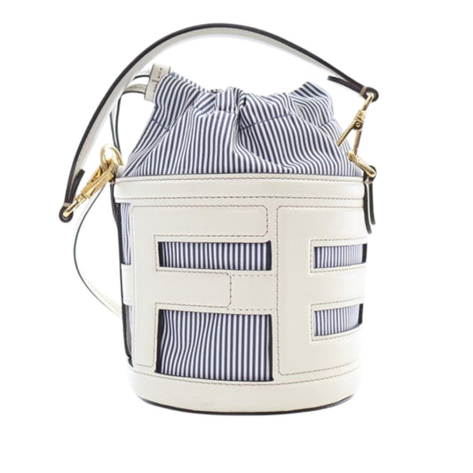 Fendi Mini Leather and Canvas Logo Step Out Bag