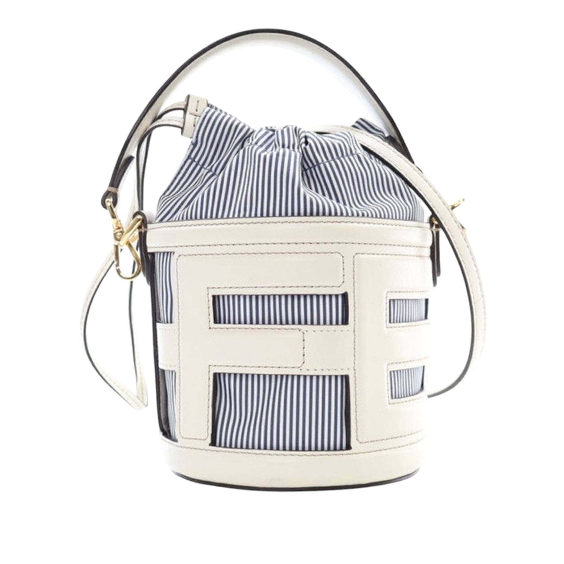 Fendi Mini Leather and Canvas Logo Step Out Bag