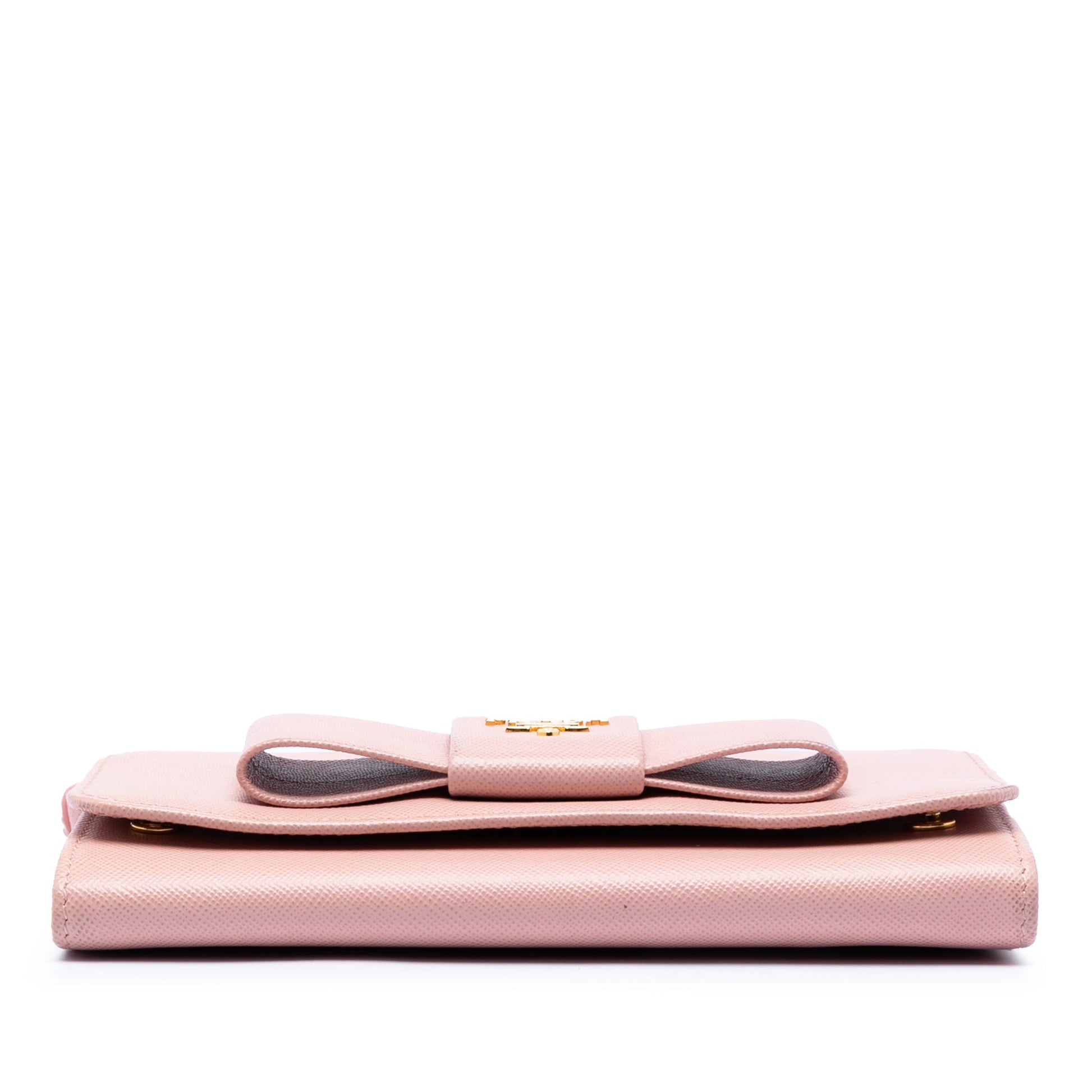 Prada Saffiano Lux Bow Wallet On Strap