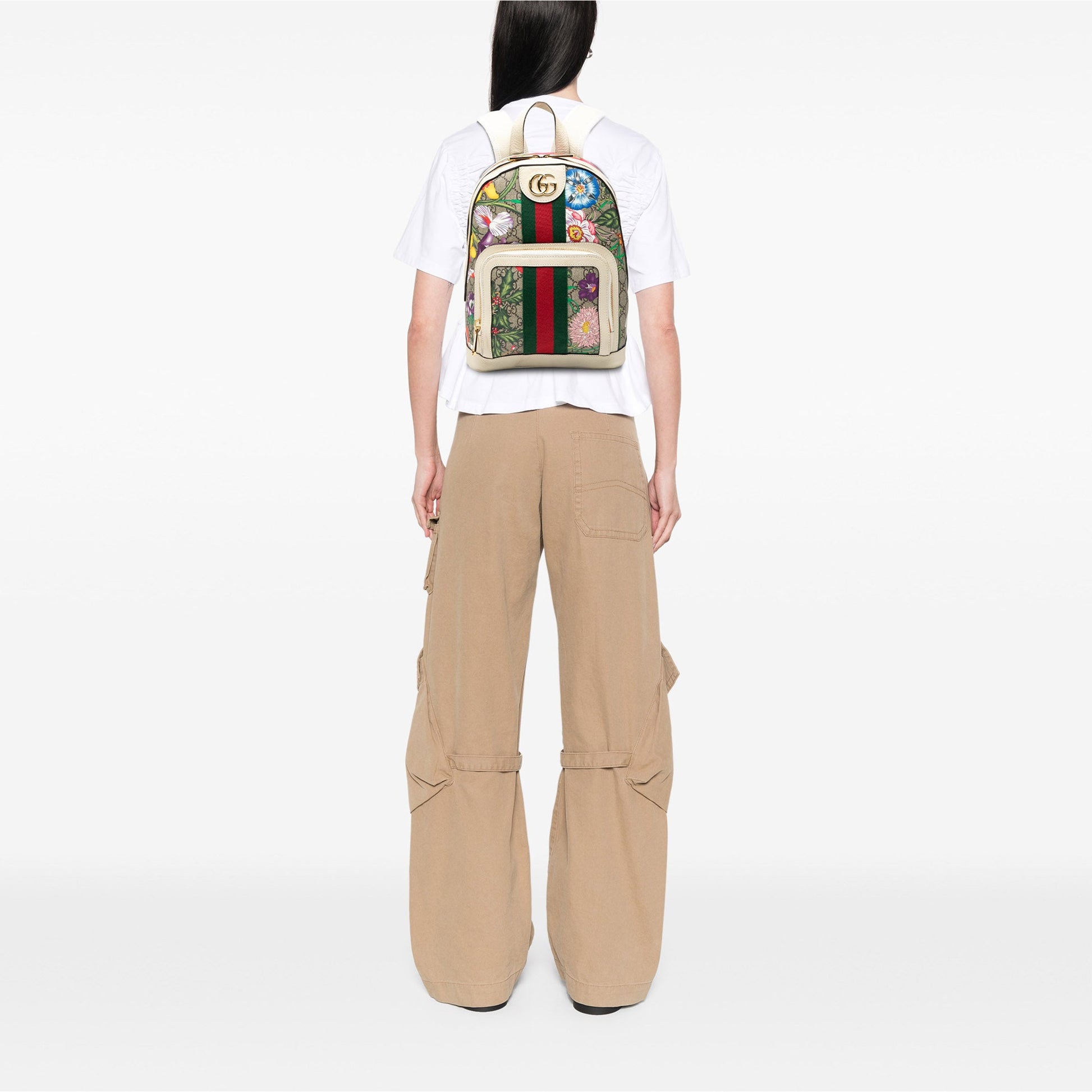 Gucci Small GG Supreme Flora Ophidia Backpack