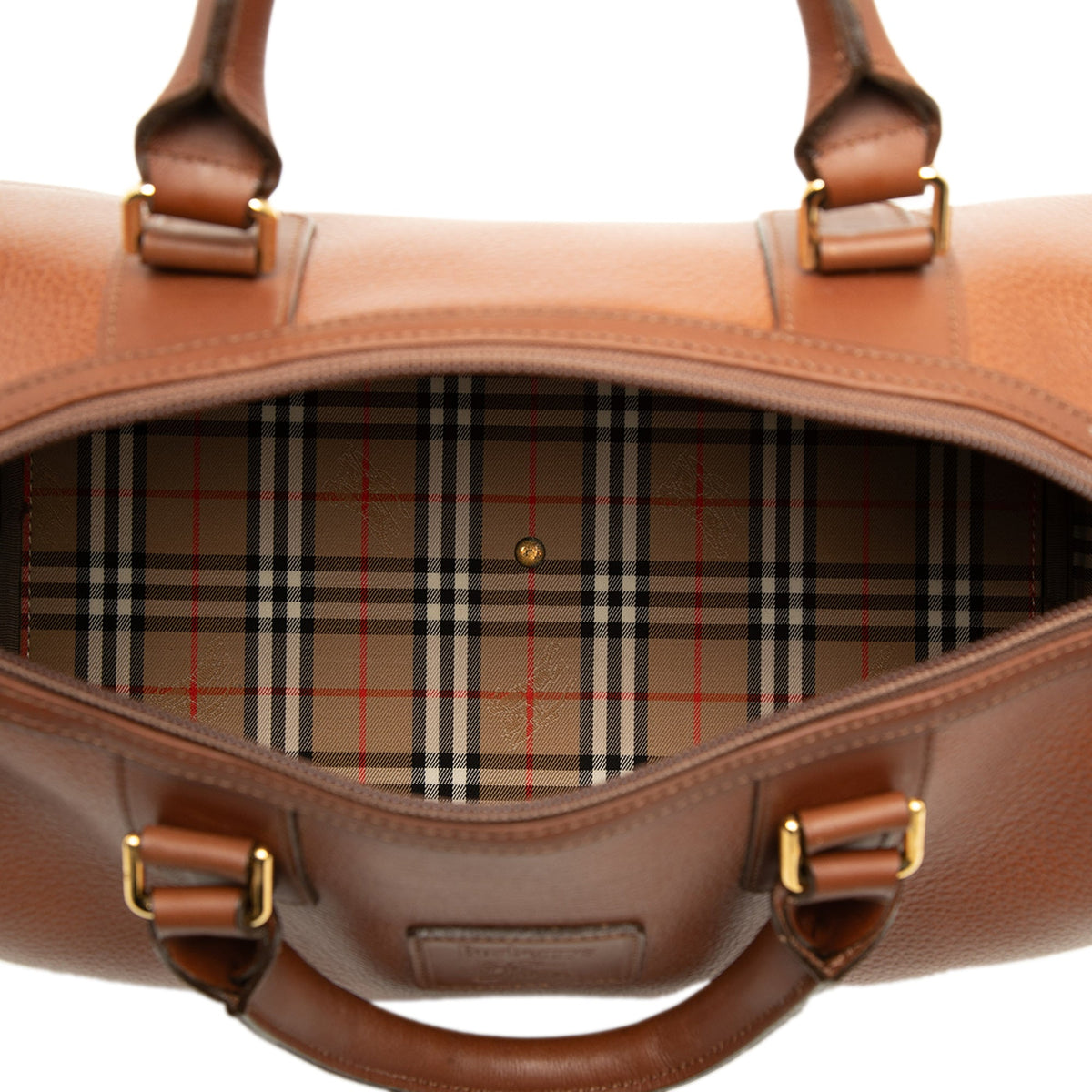Burberry Leather Boston Bag — Brown